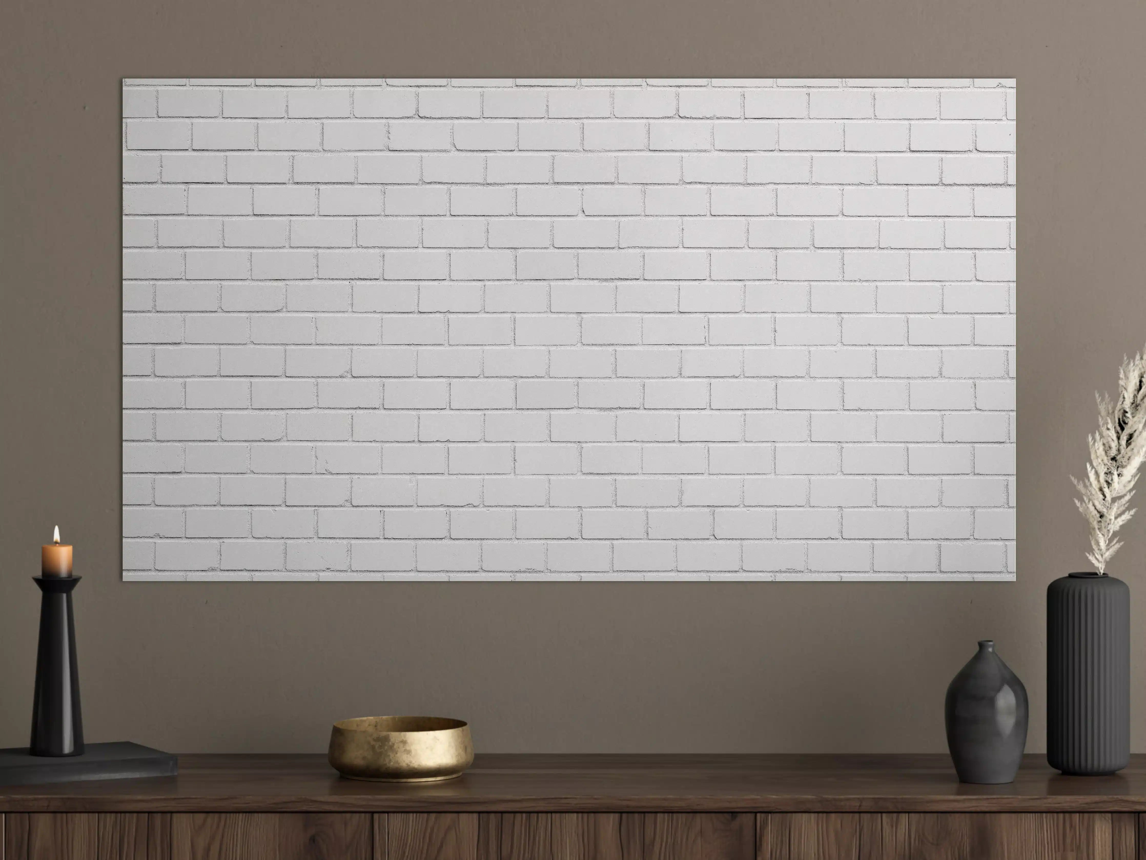 Große Wandbilder - Weiße Ziegelwand - Zement
