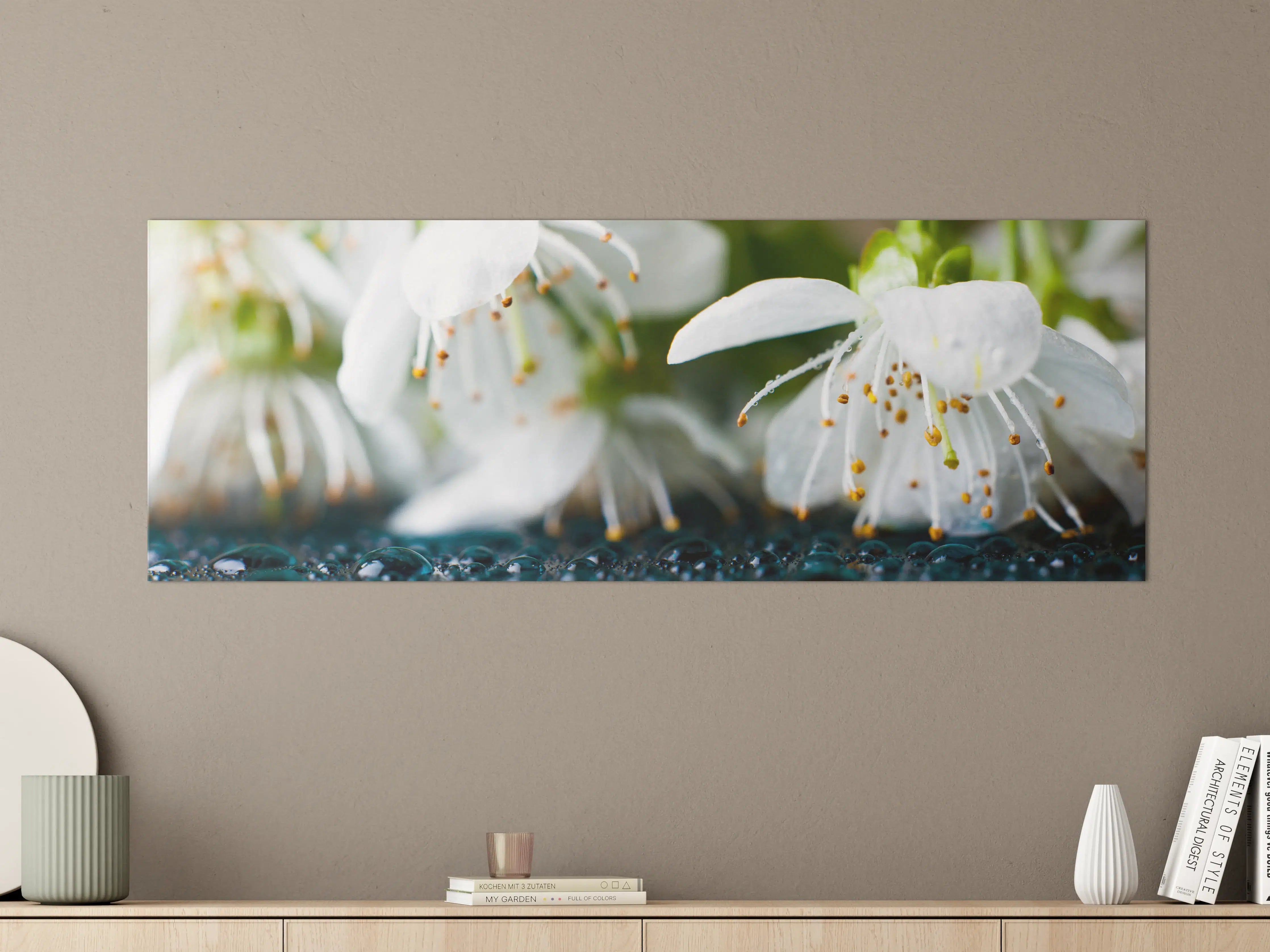 Große Wandbilder - Weiße blühende Frühlingsblumen