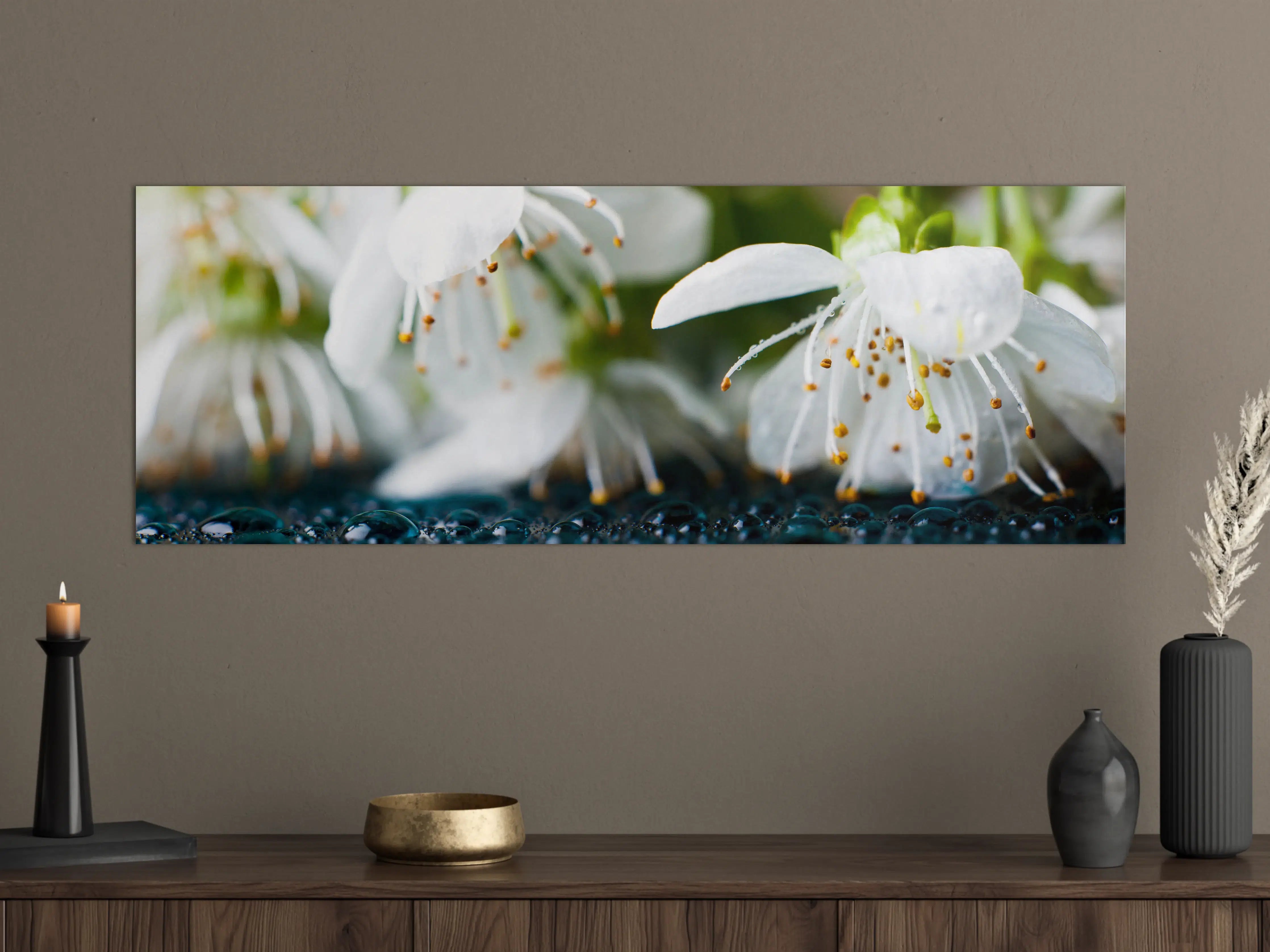 Große Wandbilder - Weiße blühende Frühlingsblumen