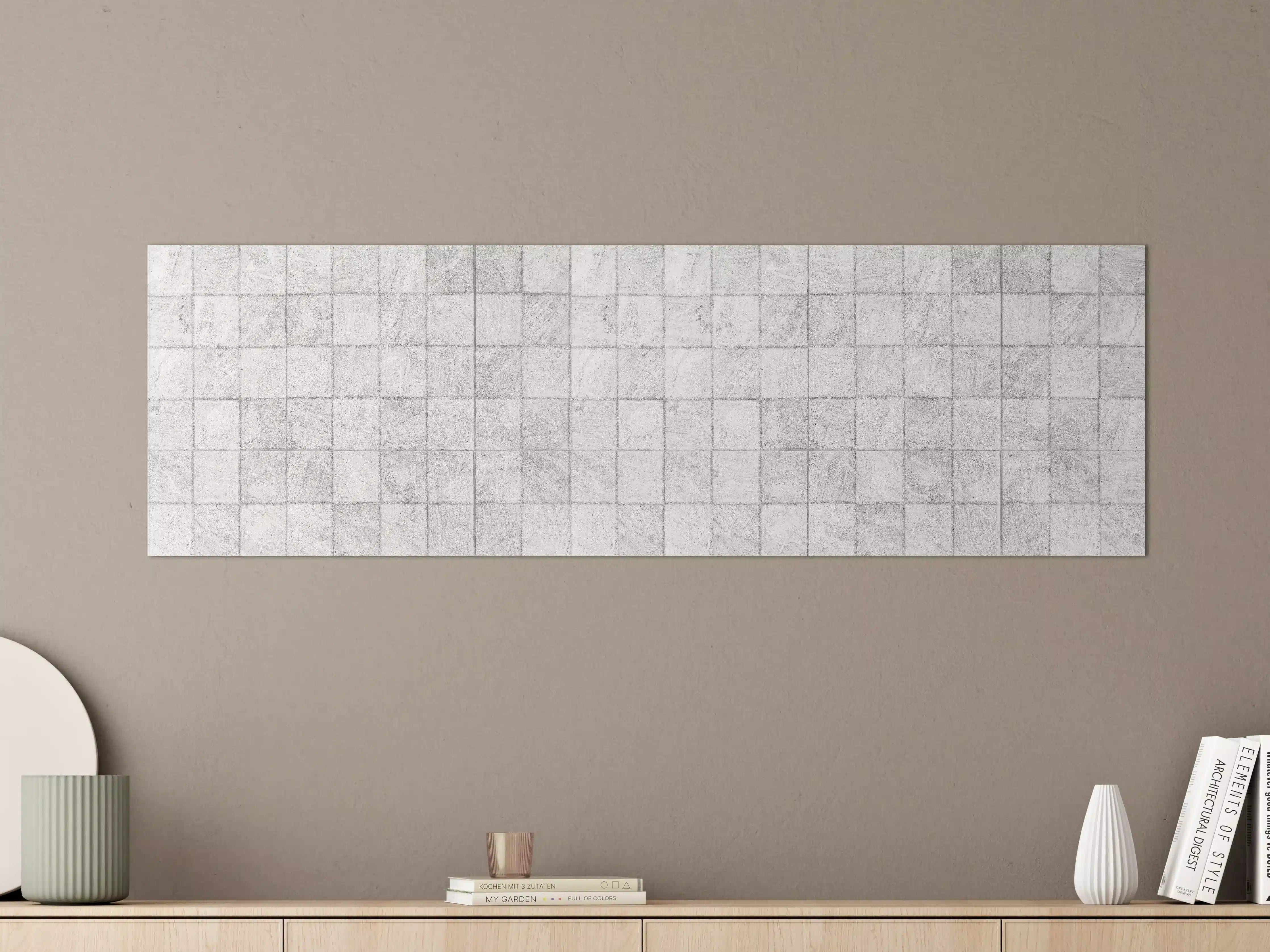 Große Wandbilder - Weiße quadratische Stein Fliesen