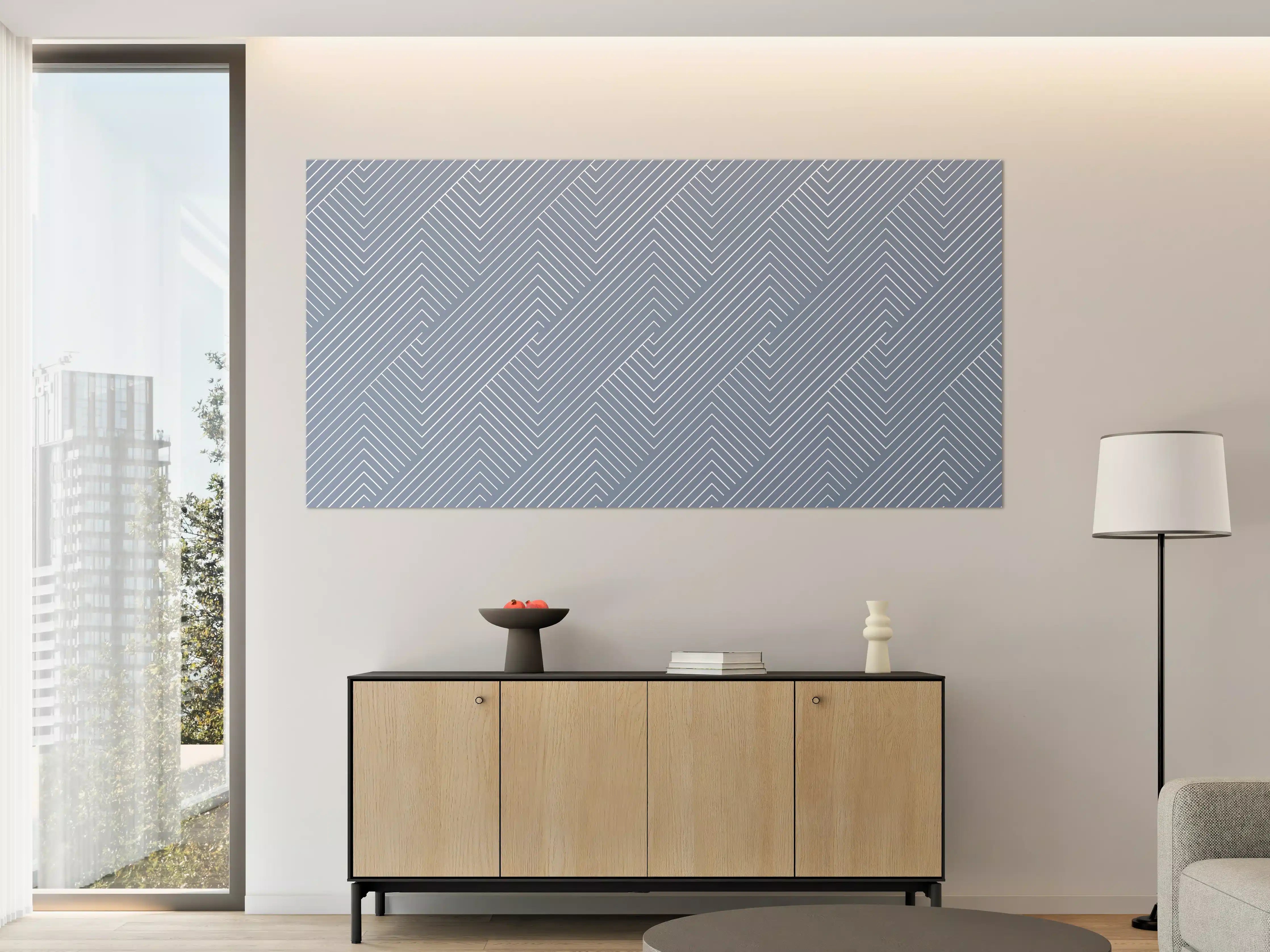 Große Wandbilder - Weiße und graue geometrische Linien