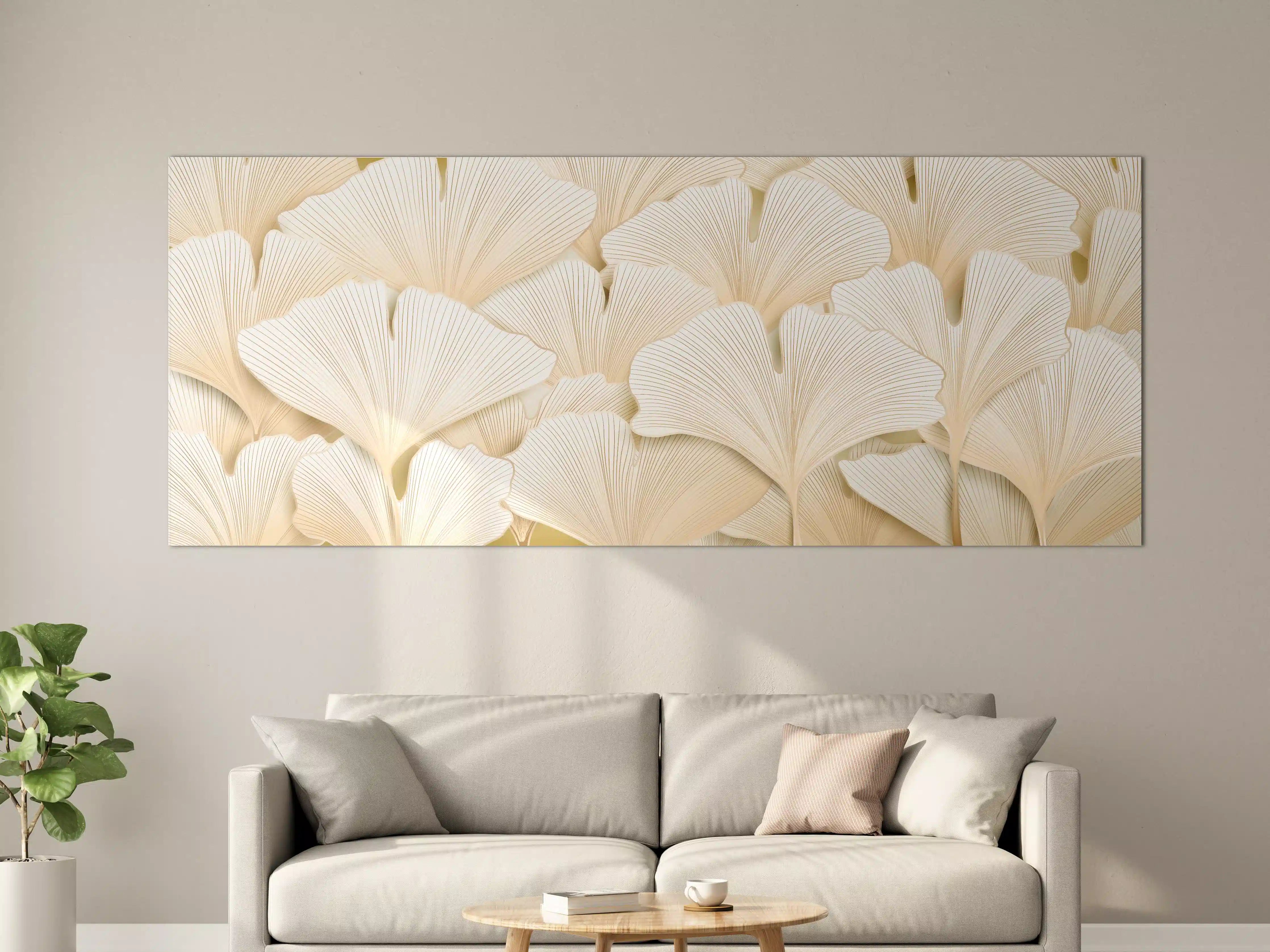 Große Wandbilder - Weißer Ginkgo-Stil Dekor