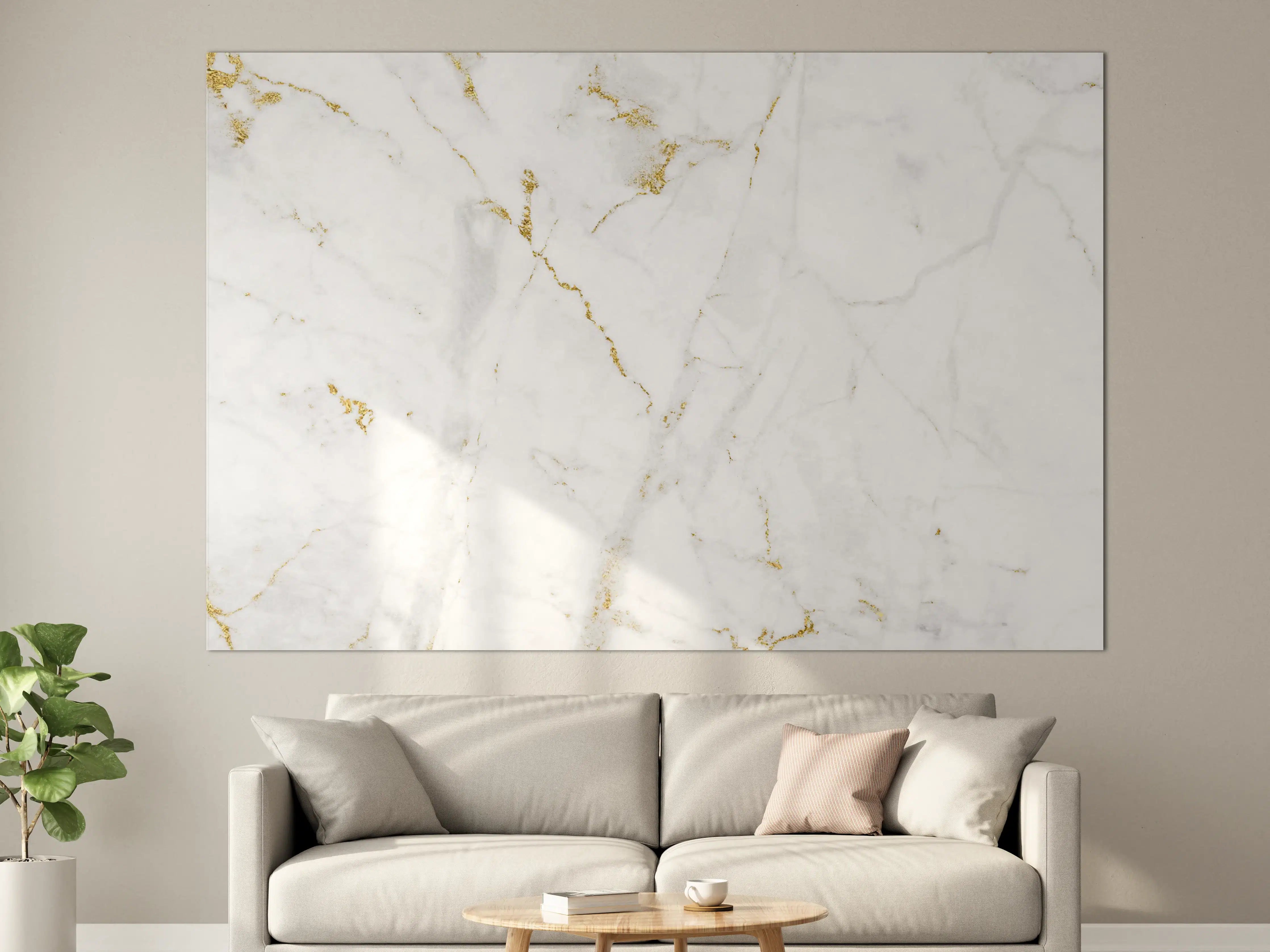 Große Wandbilder - Weißer Marmor mit goldenen Adern