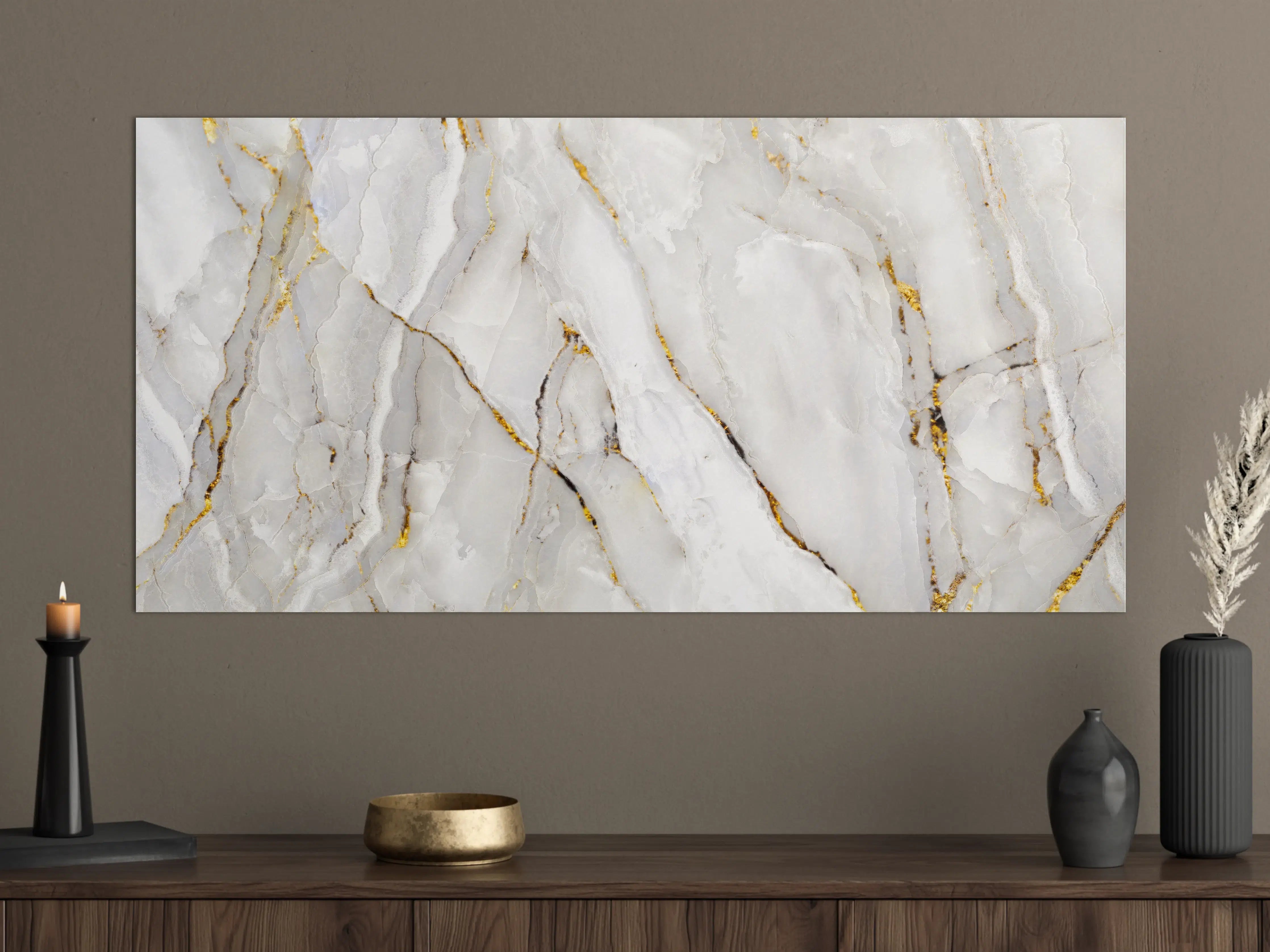 Große Wandbilder - Weißer Statuario-Marmor mit goldene Adern