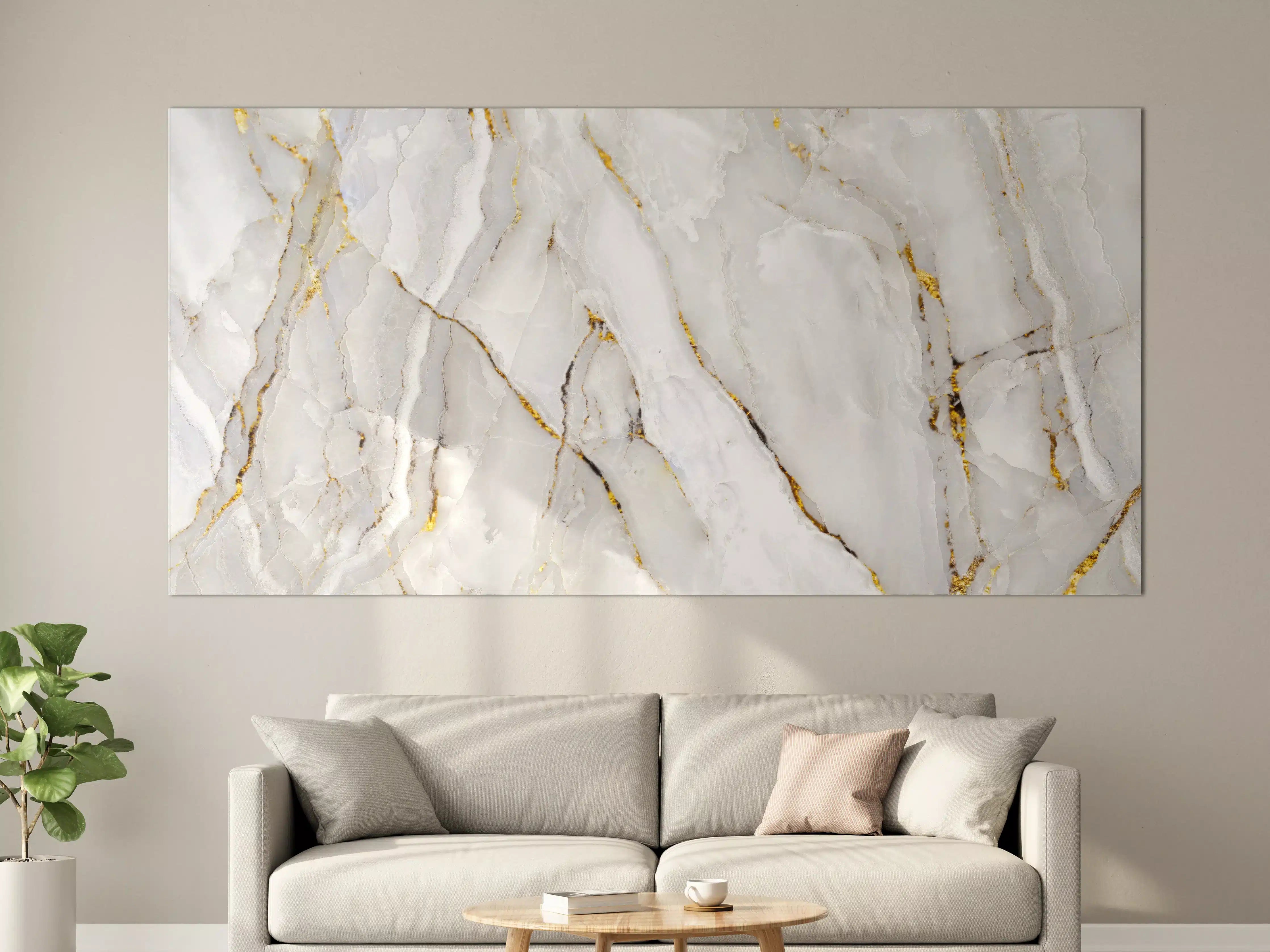 Große Wandbilder - Weißer Statuario-Marmor mit goldene Adern