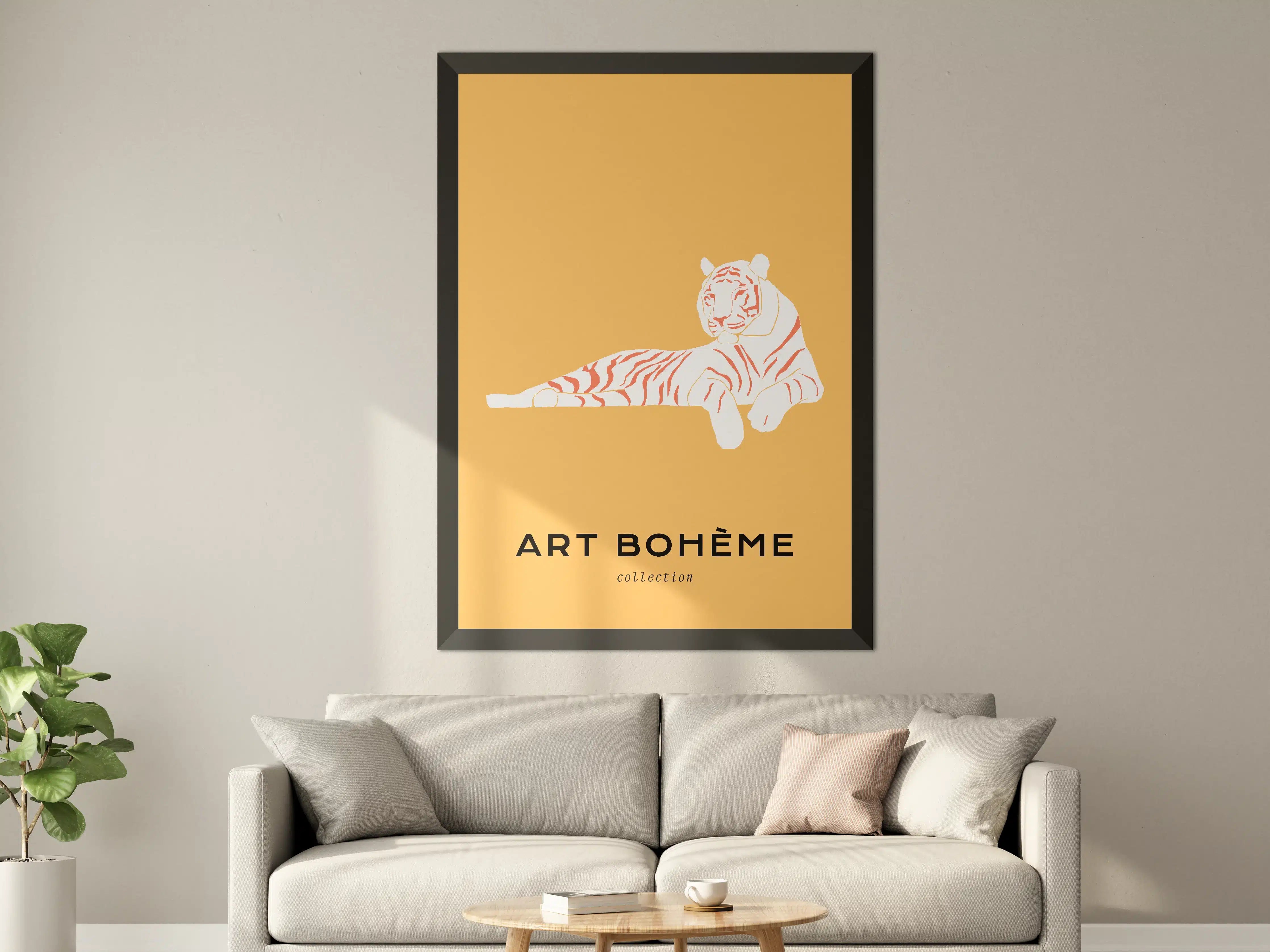 Große Wandbilder - Weißer Tiger auf orange HintergrE4nd