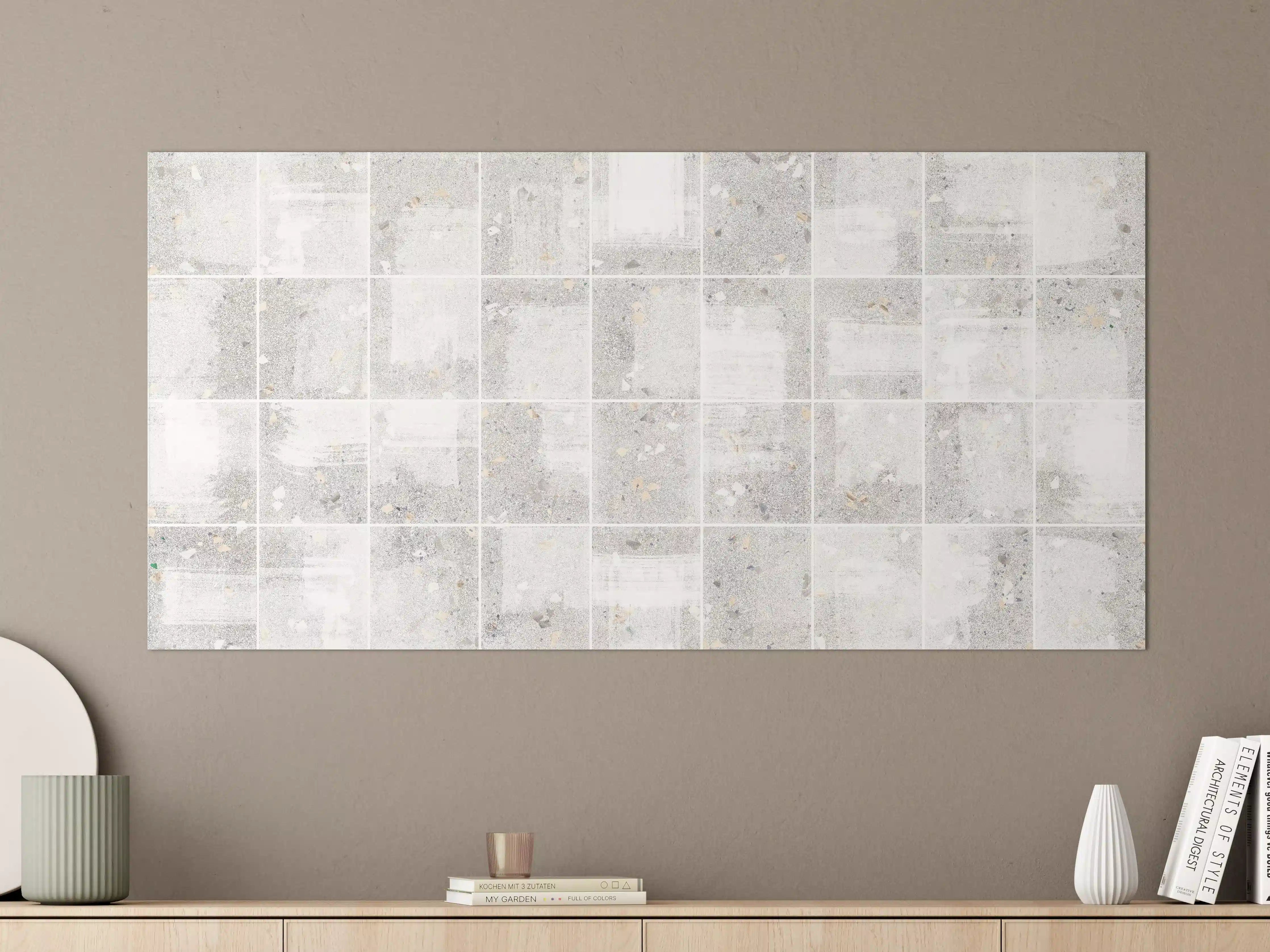 Große Wandbilder - Weißes Fliesenmuster - Terrazzo Struktur