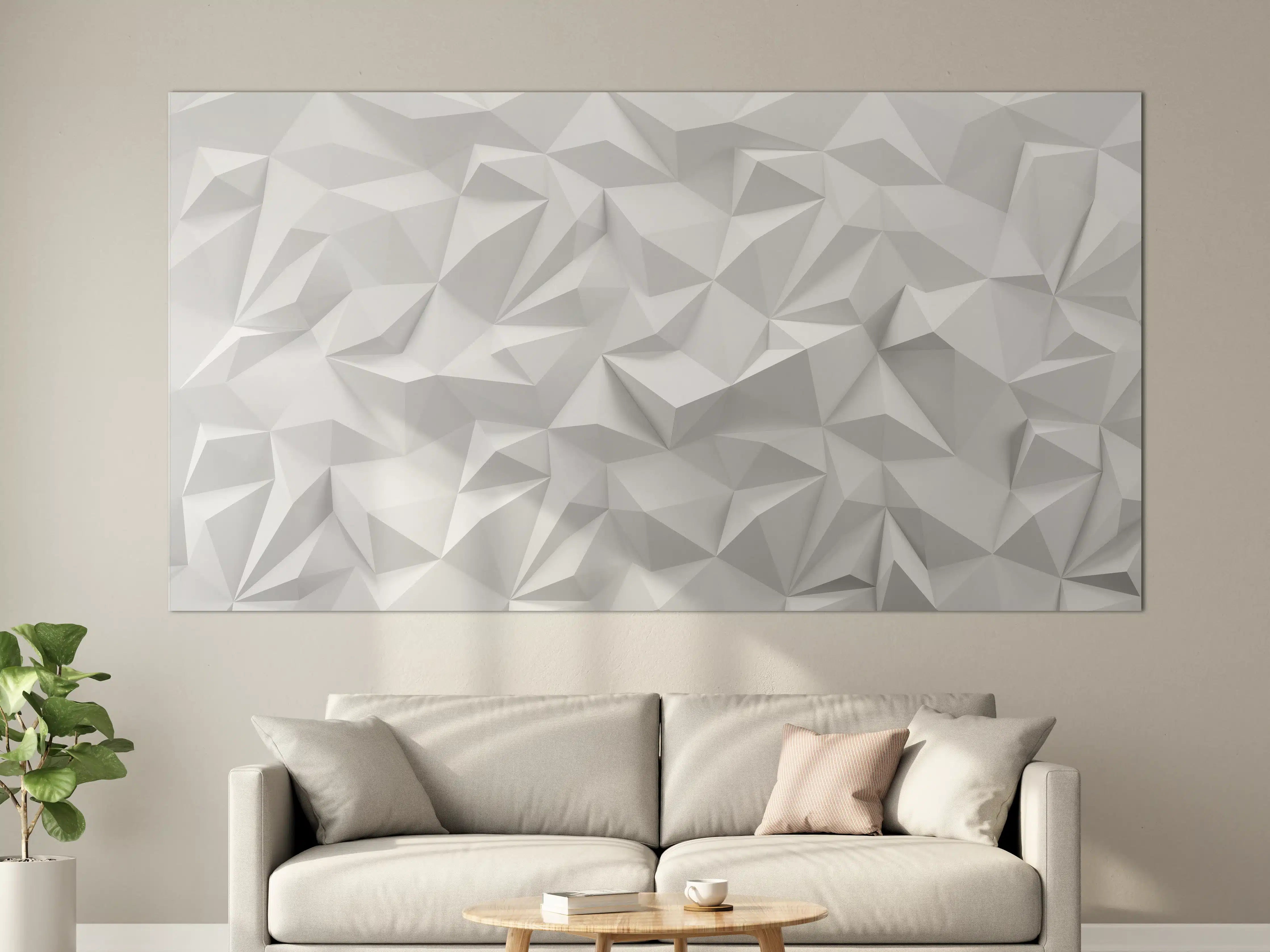Große Wandbilder - Weißes Low-Poly Design