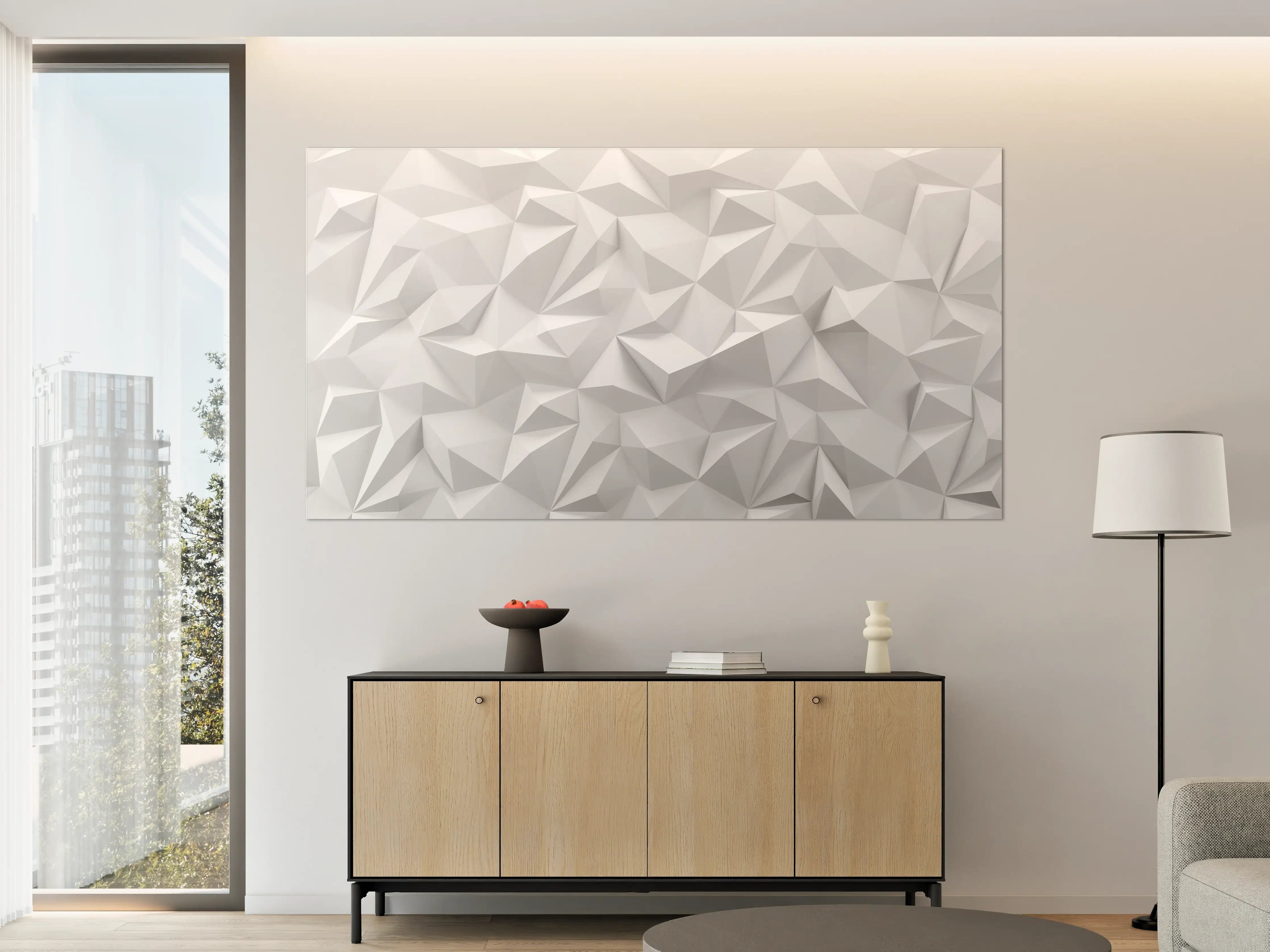 Große Wandbilder - Weißes Low-Poly Design