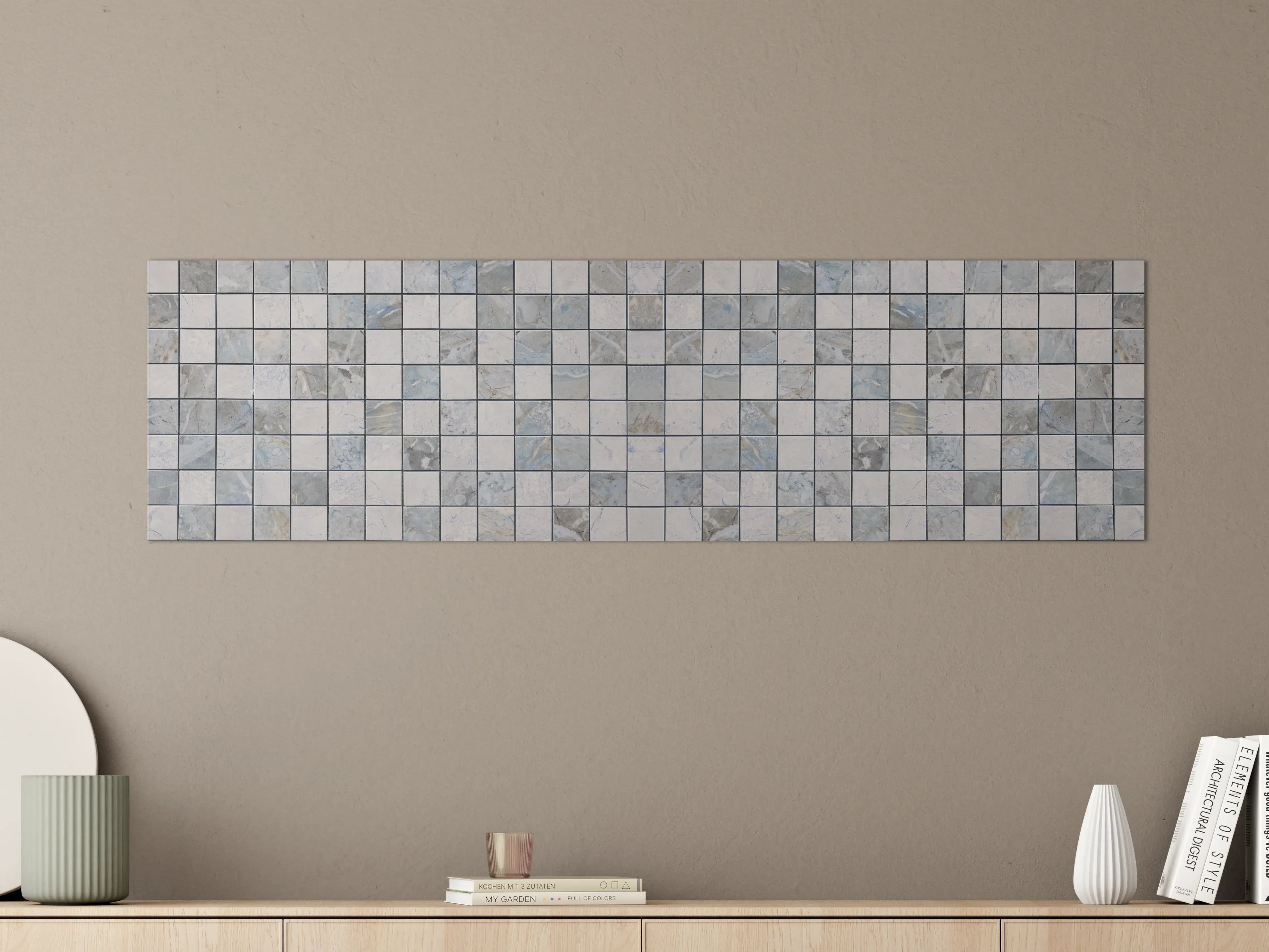 Große Wandbilder - Weißes Mosaik in Grautönen