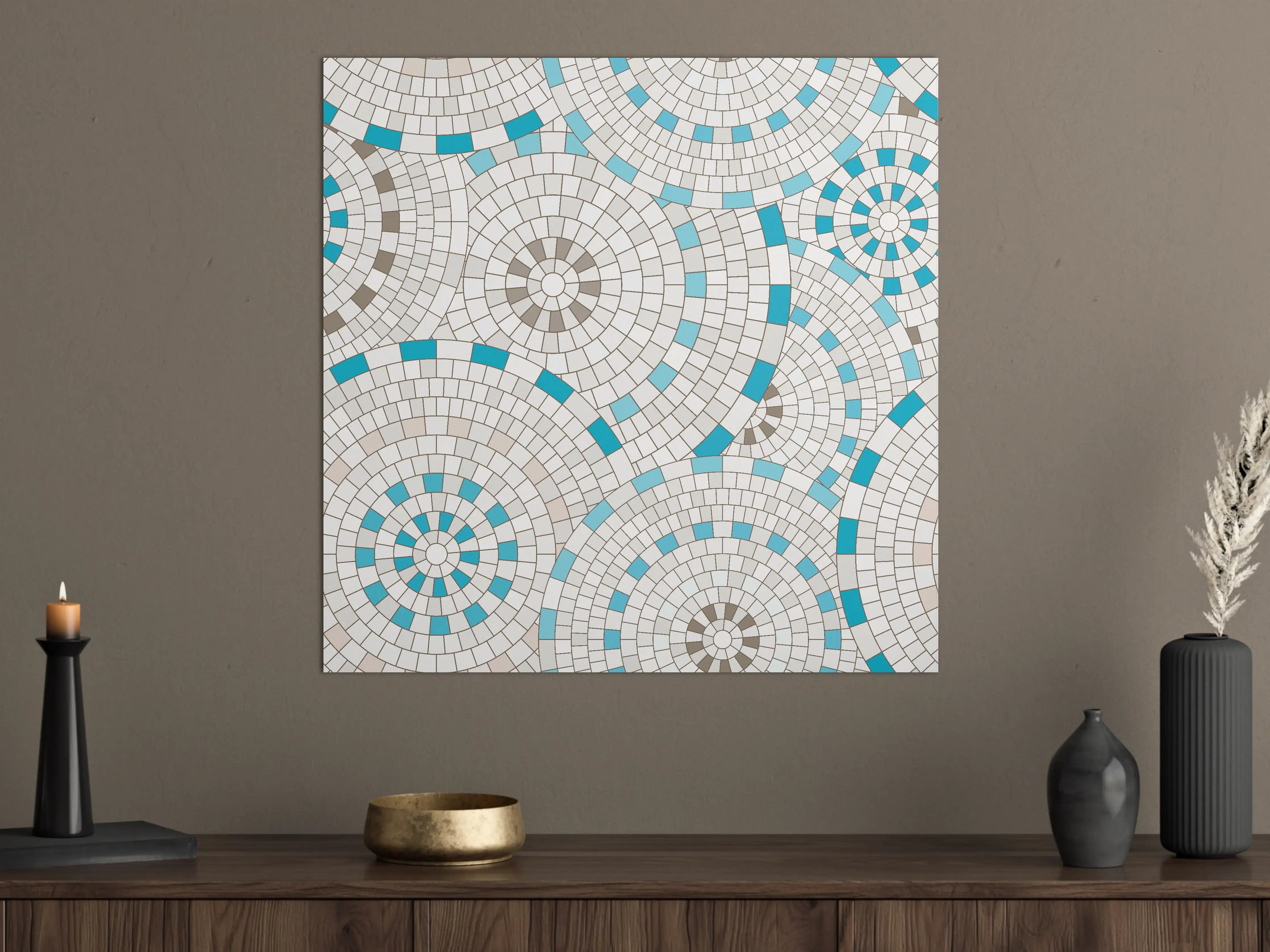 Große Wandbilder - Weißes Mosaik mit Akzenten