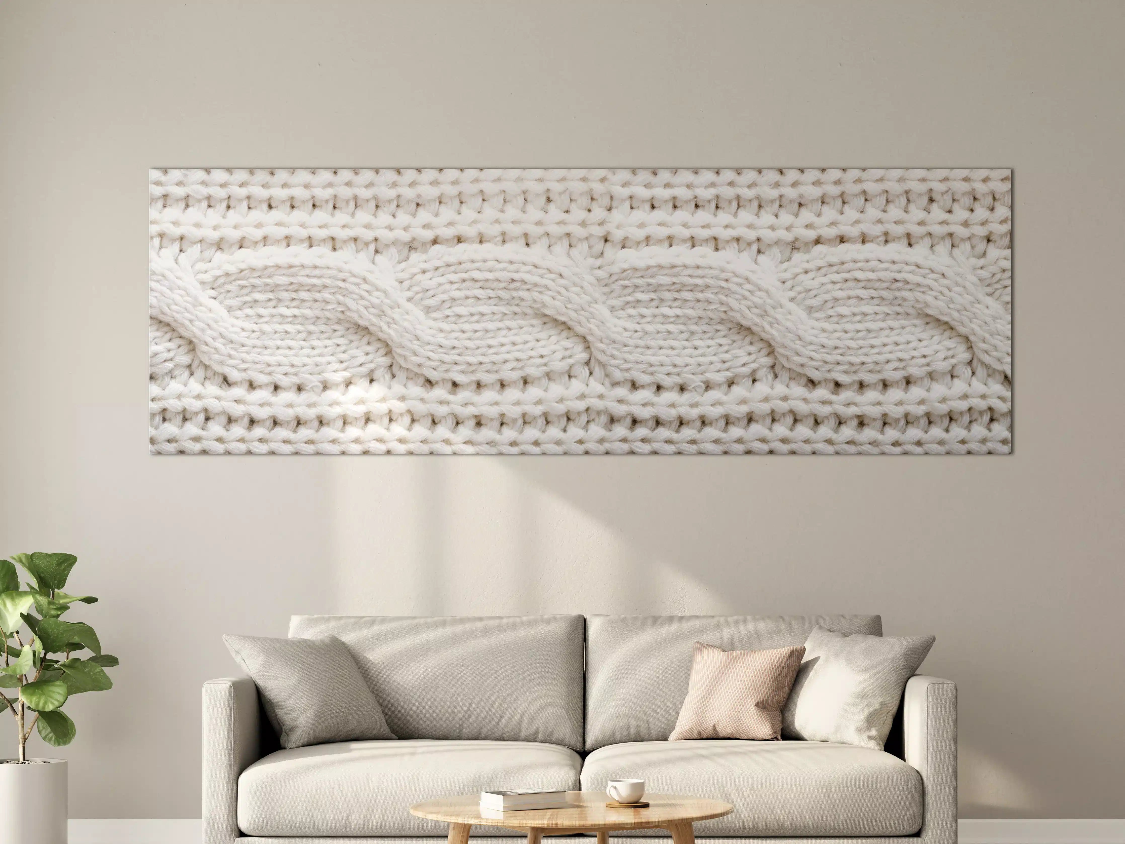 Große Wandbilder - Weißes Wollstrickmuster