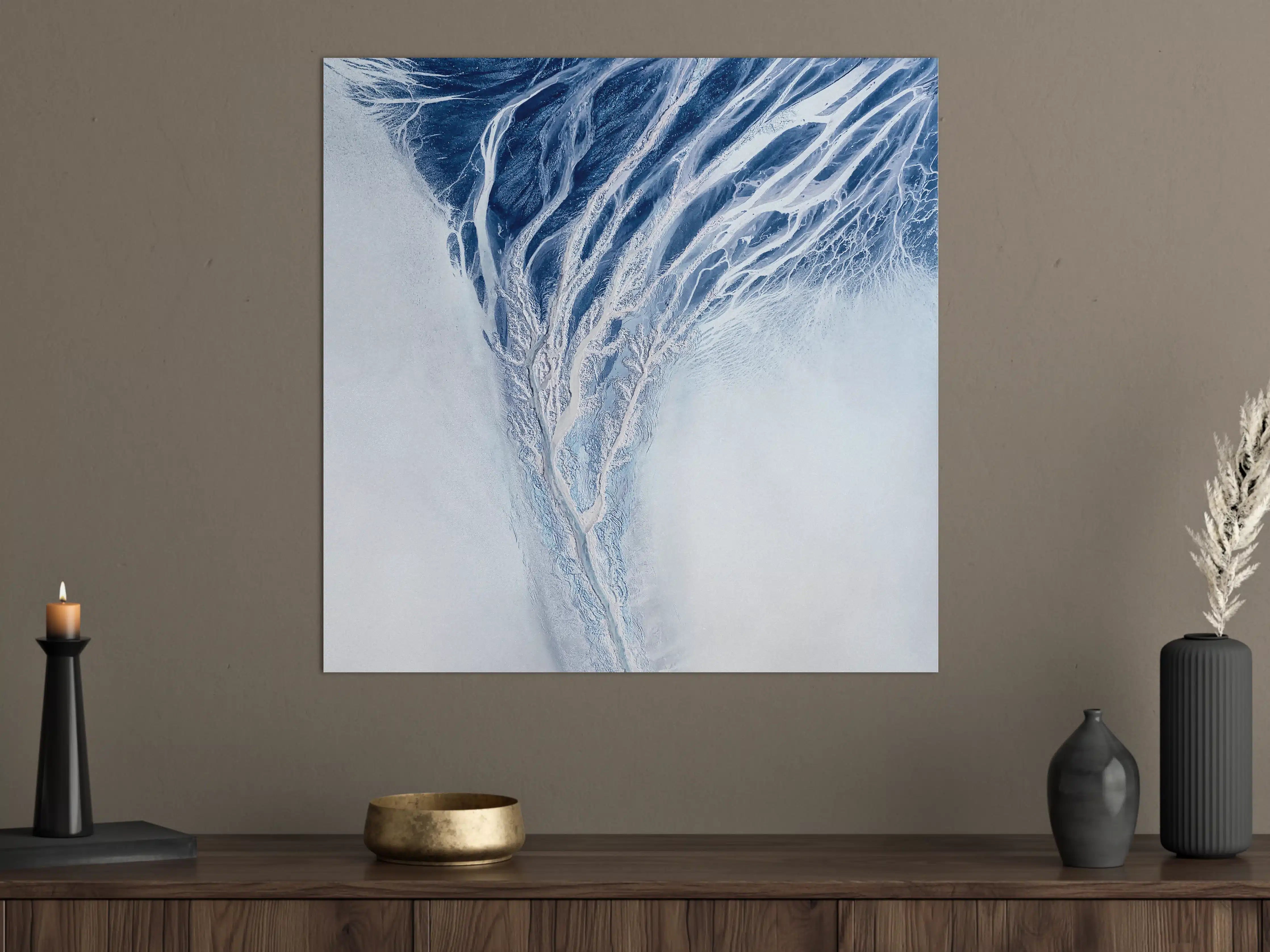 Große Wandbilder - Weißes und Blaues Eisschollen-Muster
