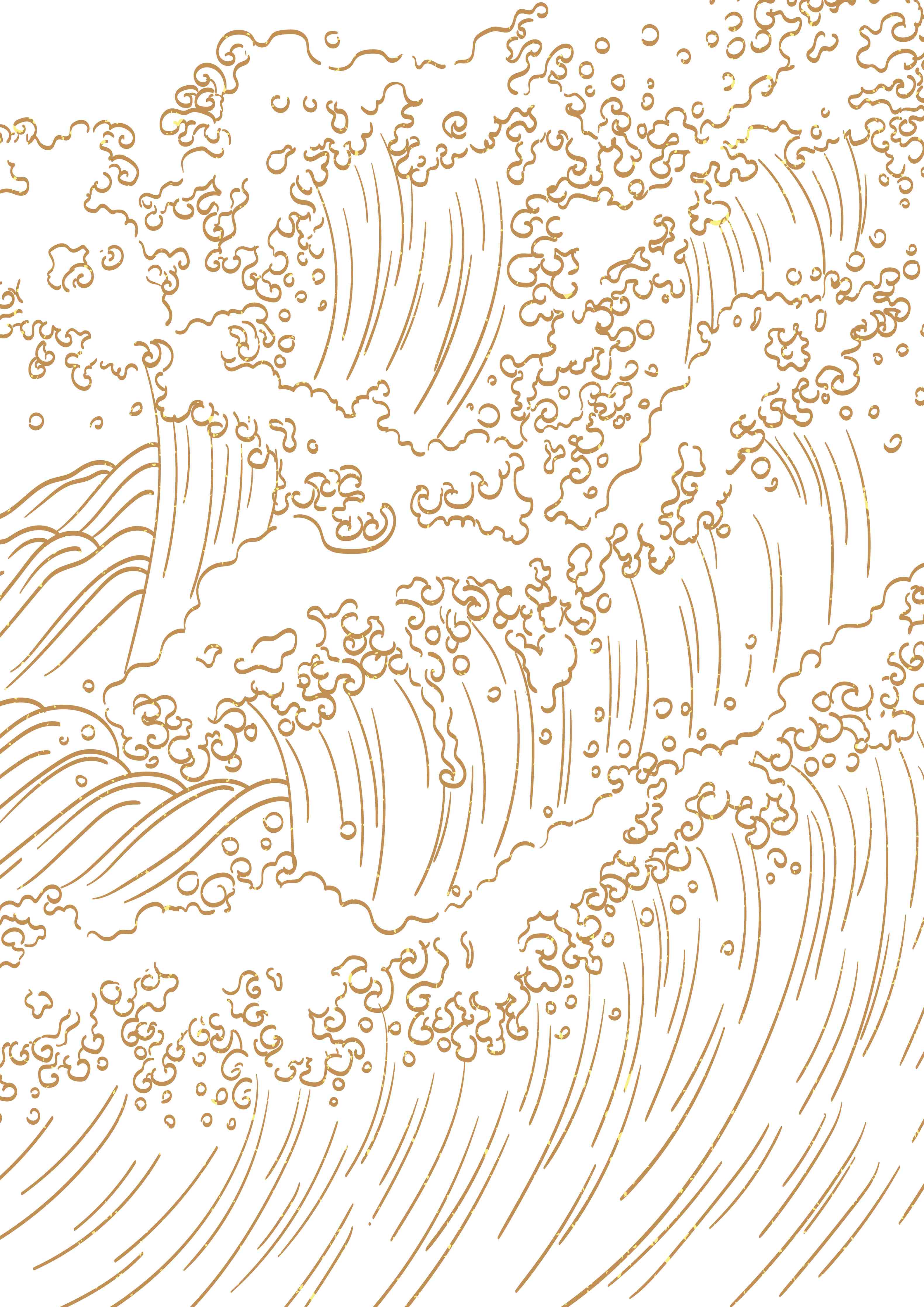 Große Wandbilder-Wellen und Wasserbewegung in Gold-Detail