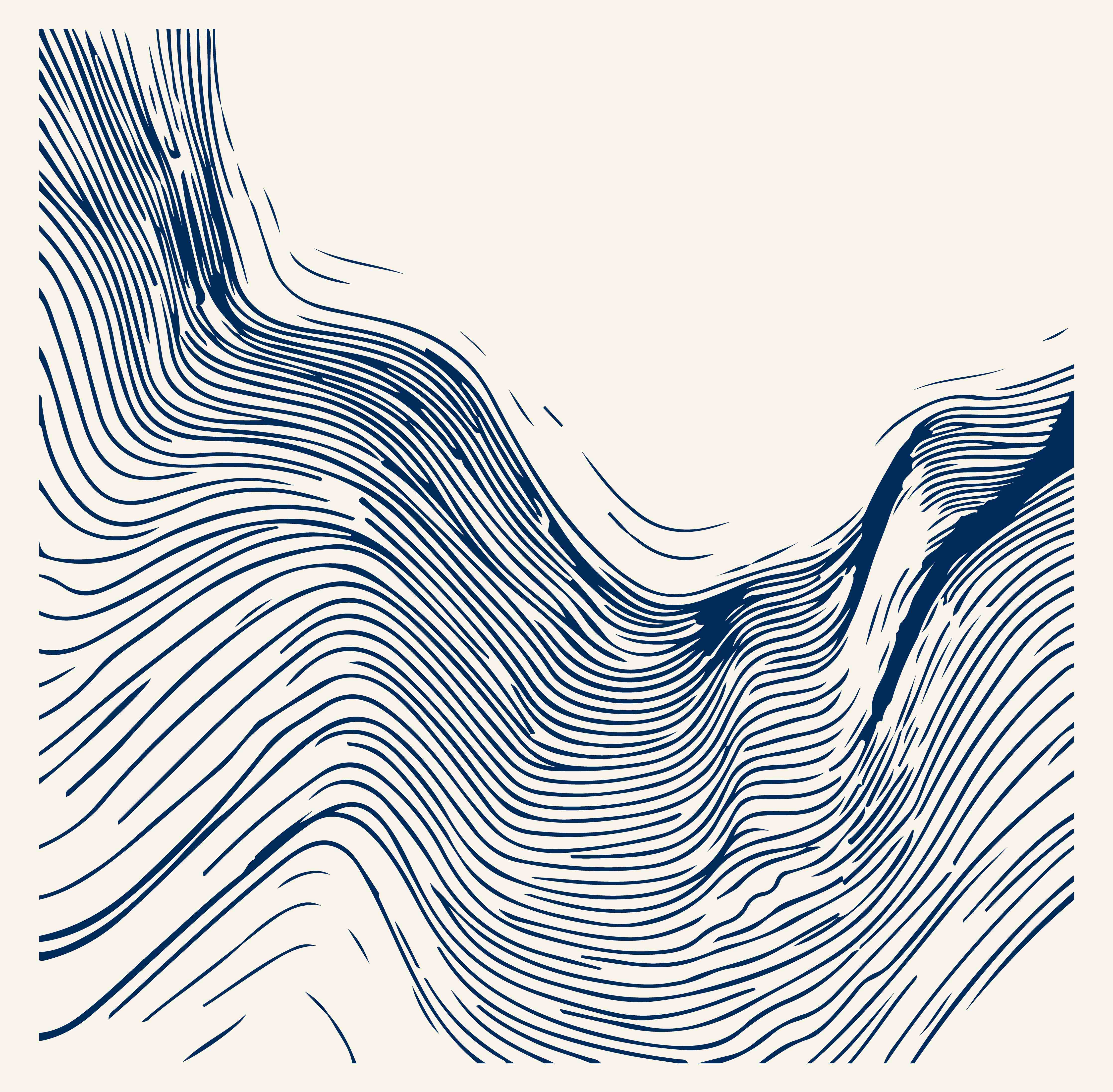 Große Wandbilder-Wellenförmiges Linienmuster in Blau