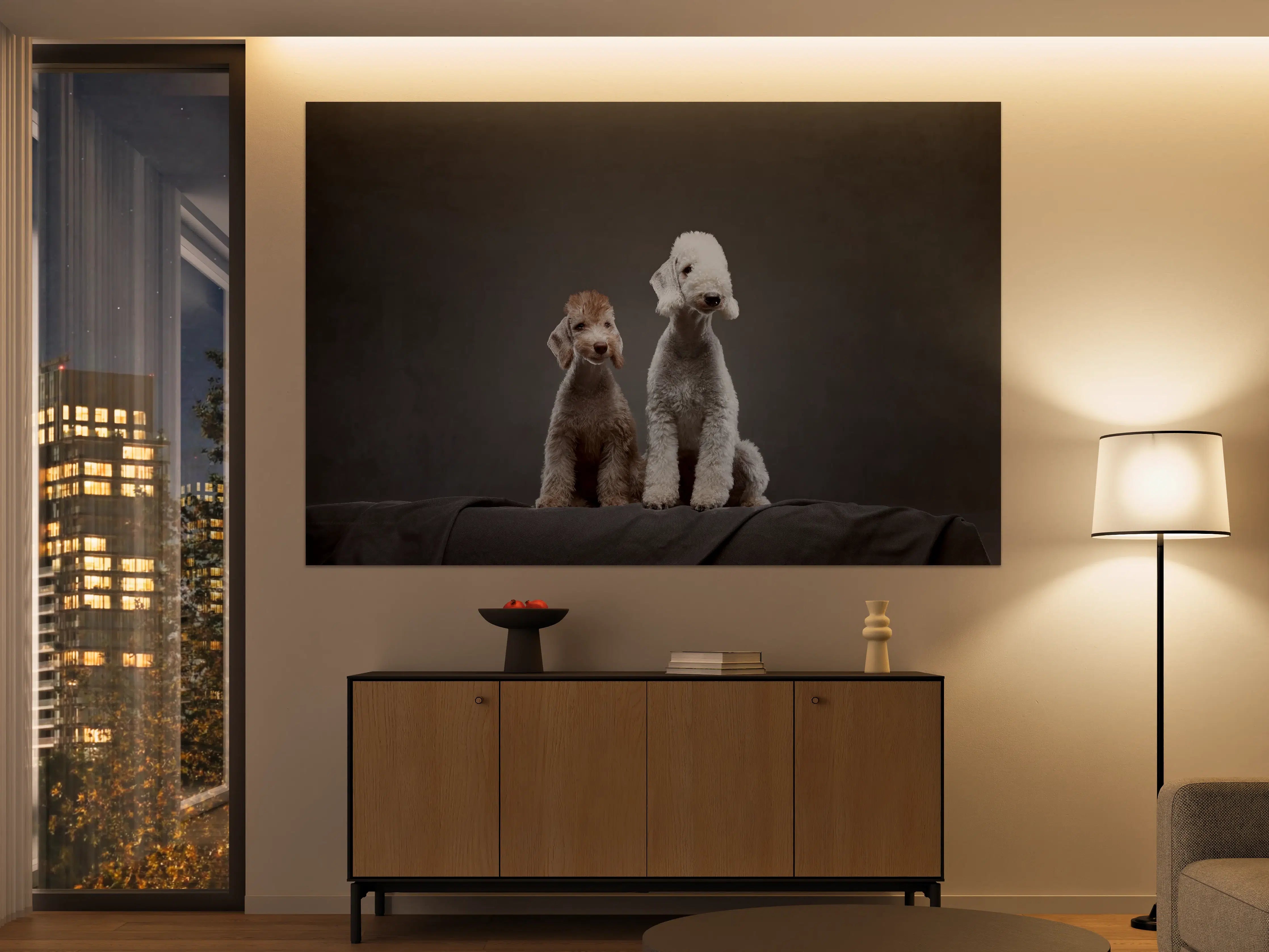 Große Wandbilder - Welpe und erwachsener Bedlington Terrier