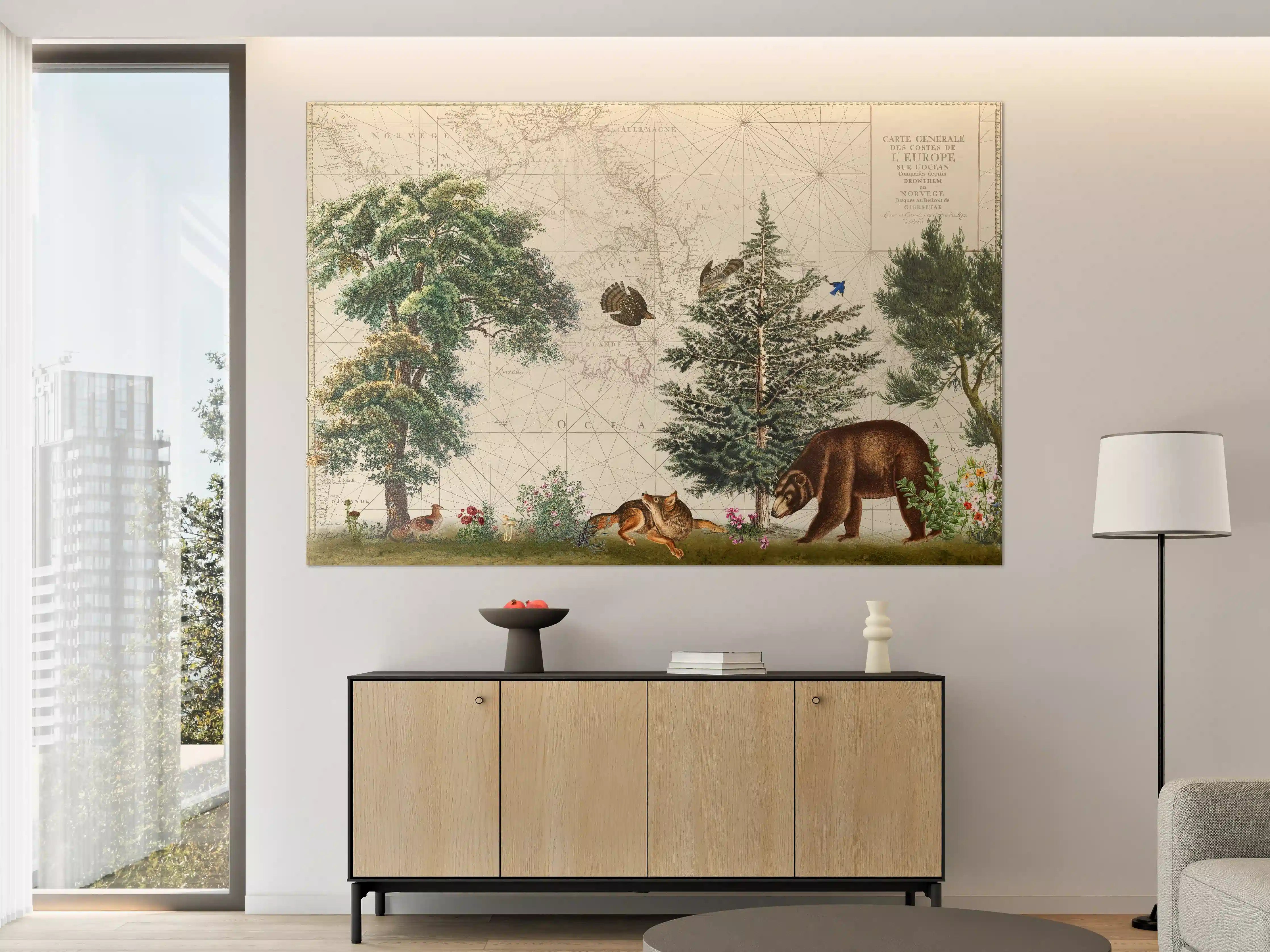 Große Wandbilder - Weltkarte mit tropischem Wald