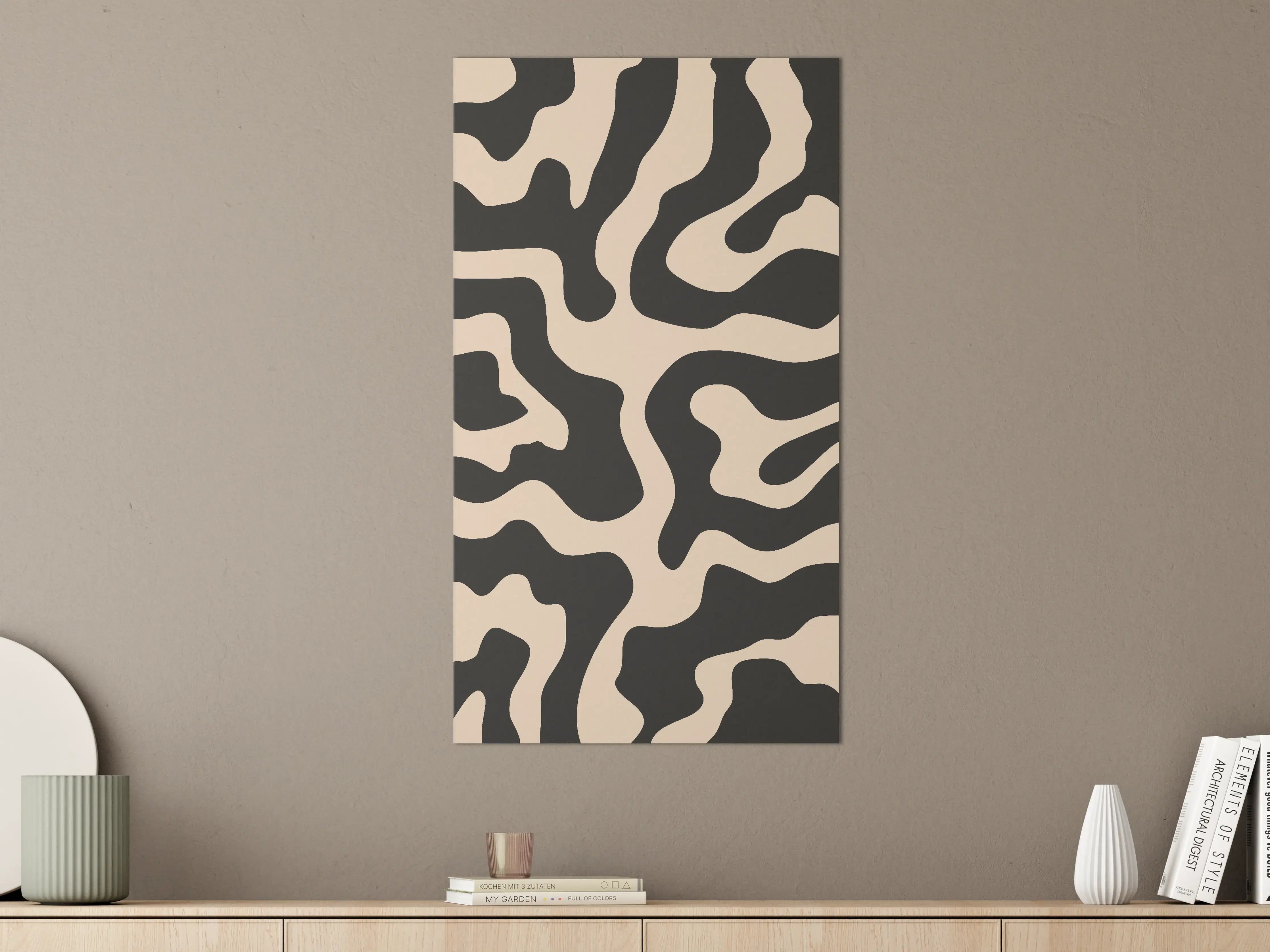 Große Wandbilder - Wildledermuster in Schwarz-Beige