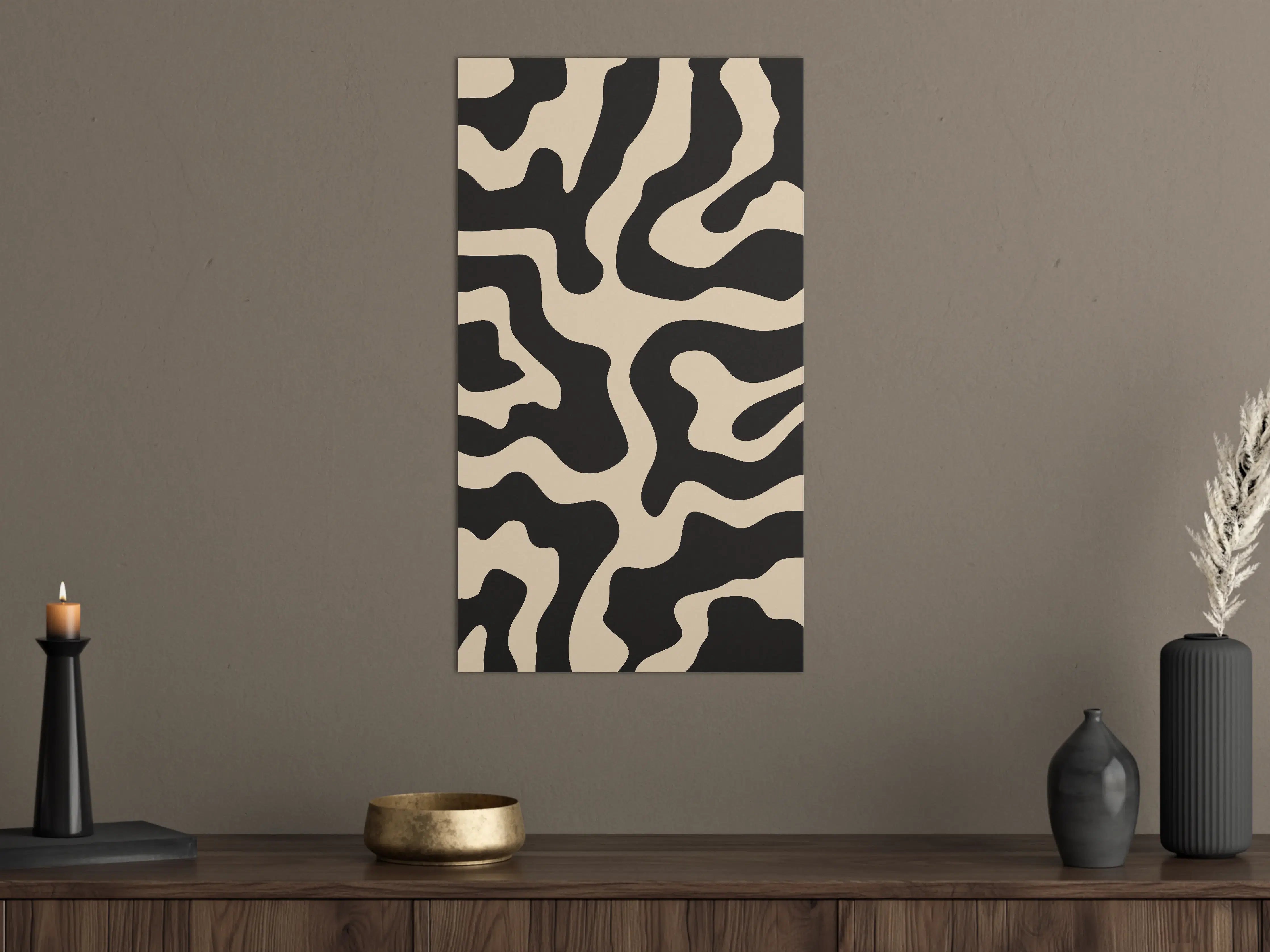 Große Wandbilder - Wildledermuster in Schwarz-Beige