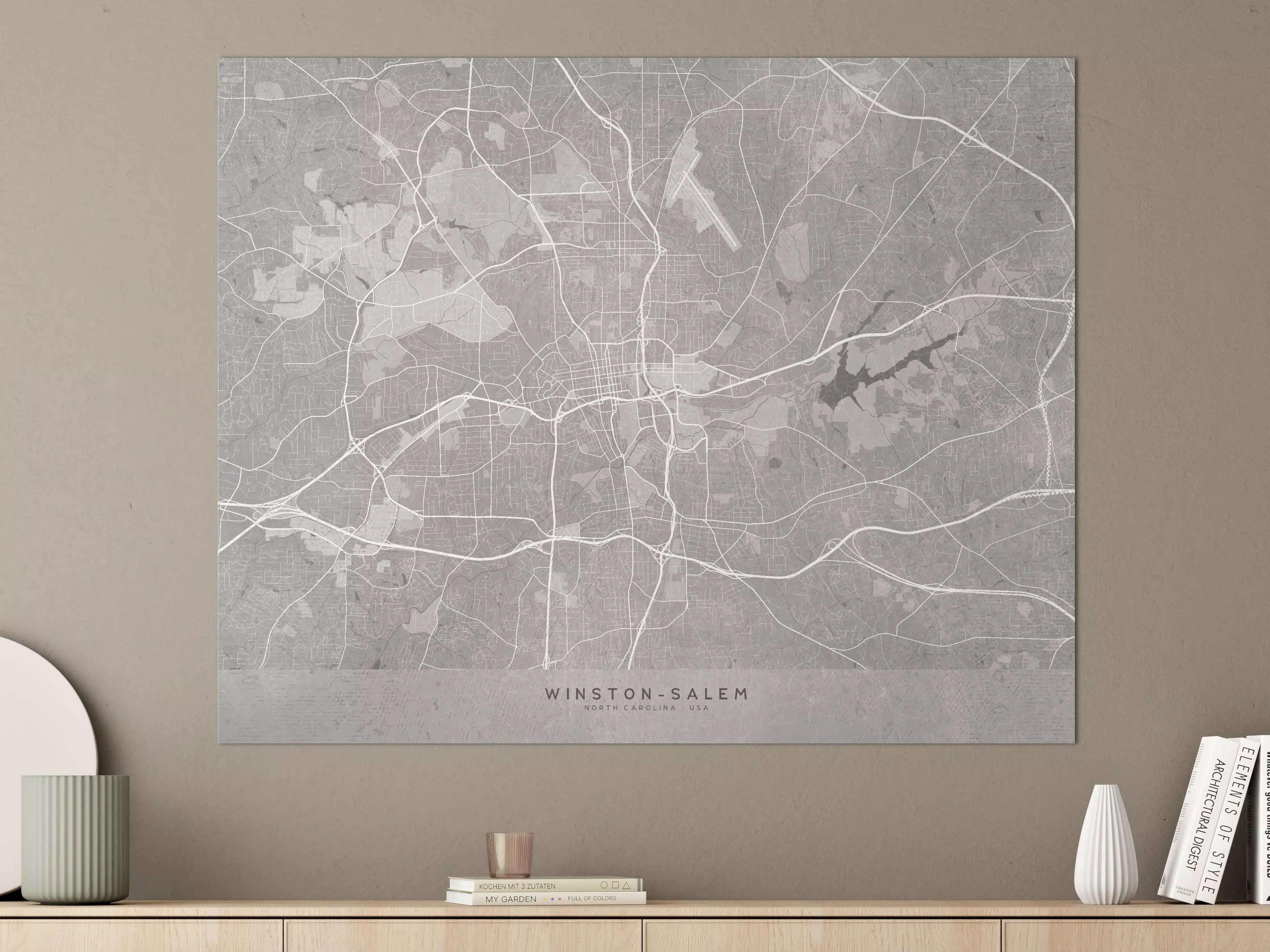 Große Wandbilder - Winston Salem Vintage-Stadtplan