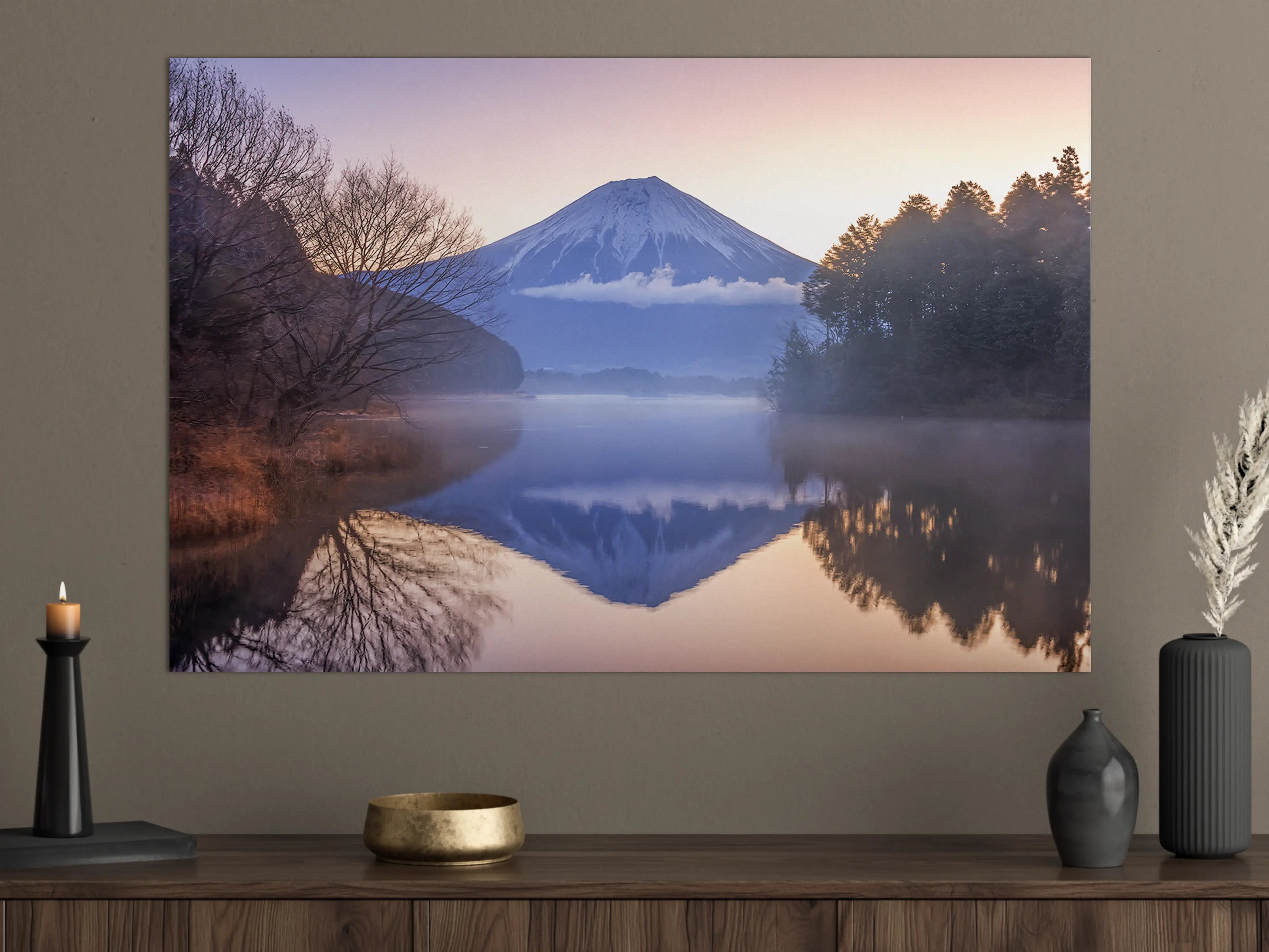 Große Wandbilder - Winterlicher Fuji-Spiegelung