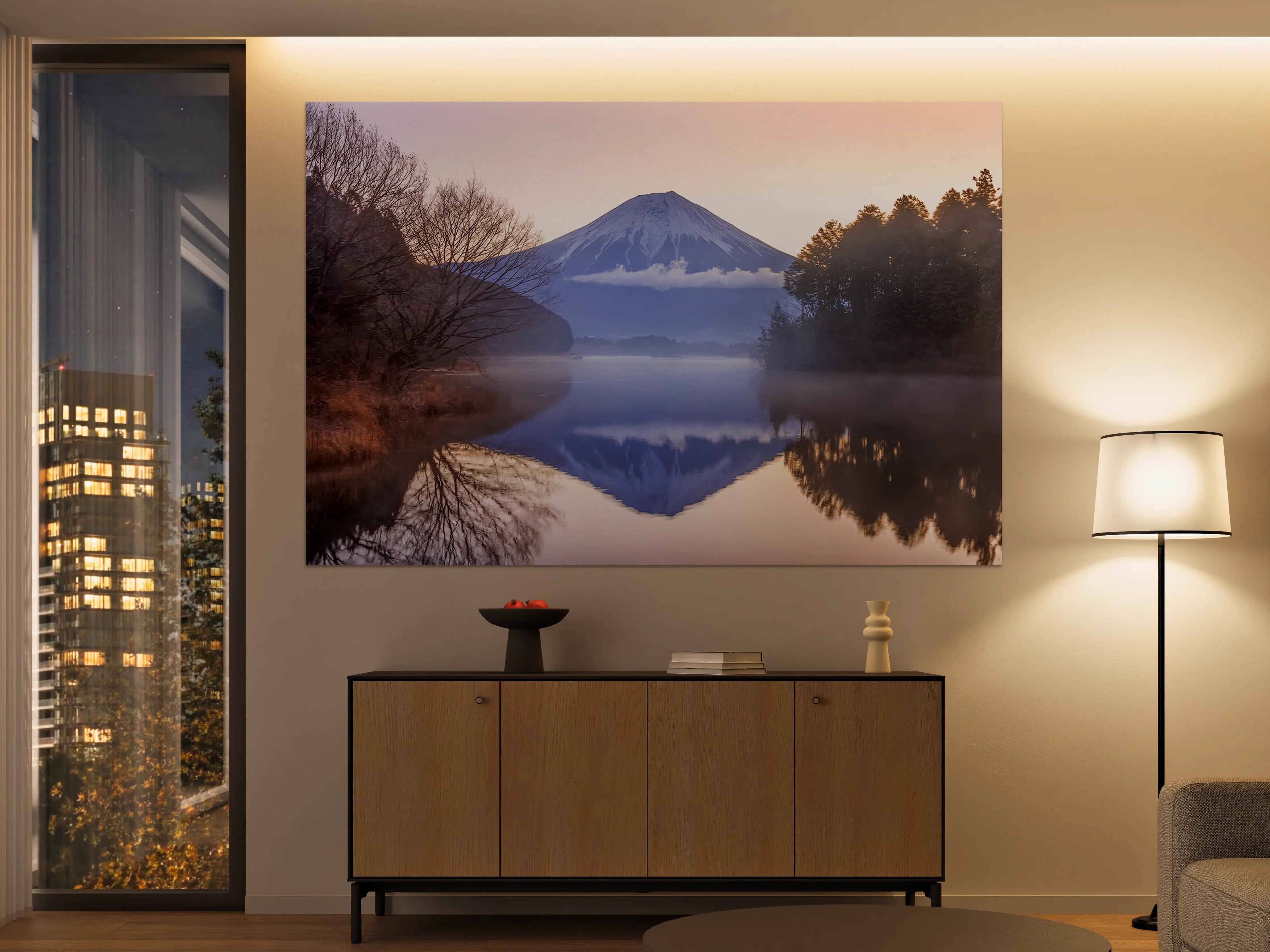 Große Wandbilder - Winterlicher Fuji-Spiegelung