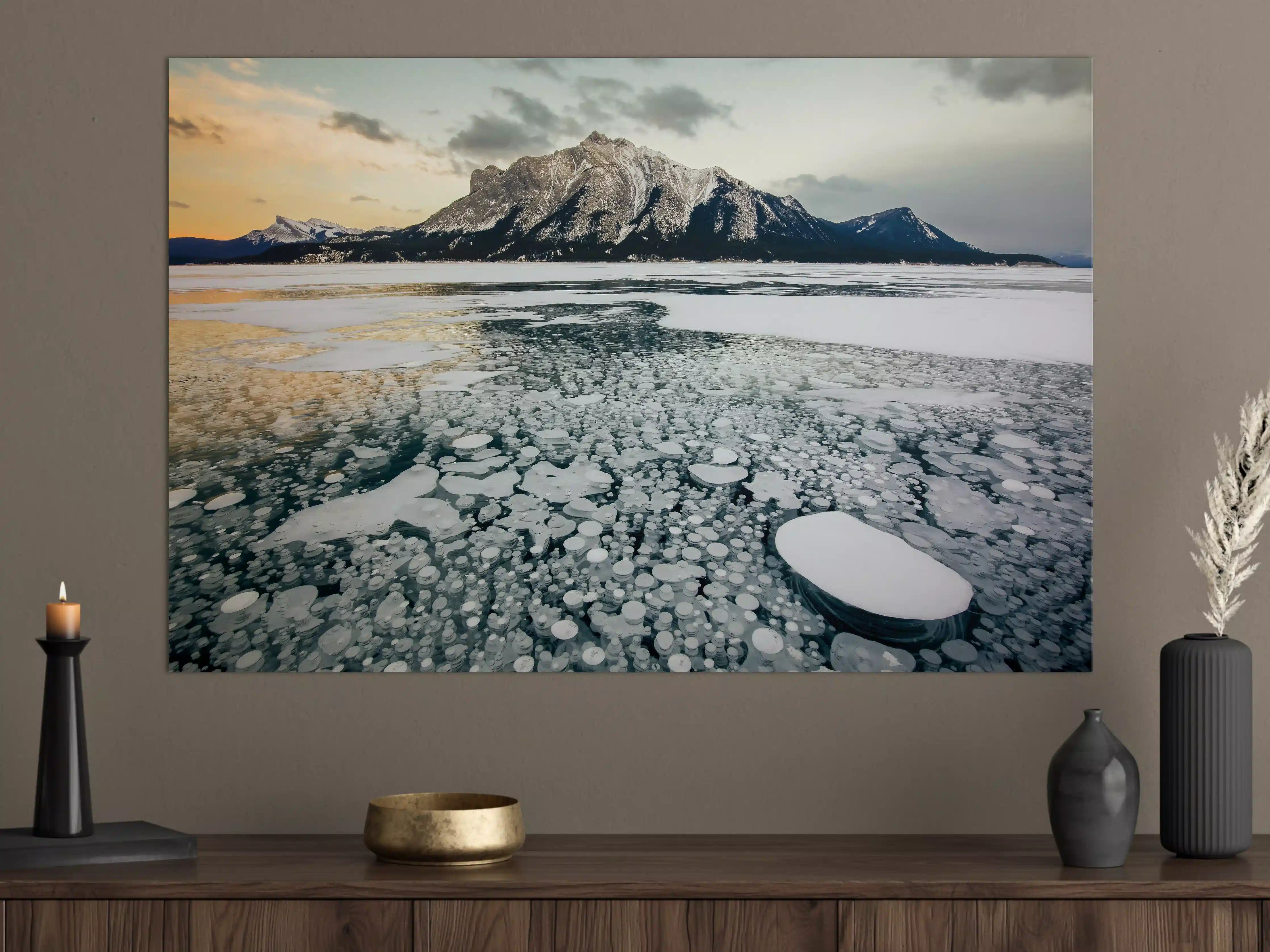Große Wandbilder - Winterlicher See mit Eisblasen