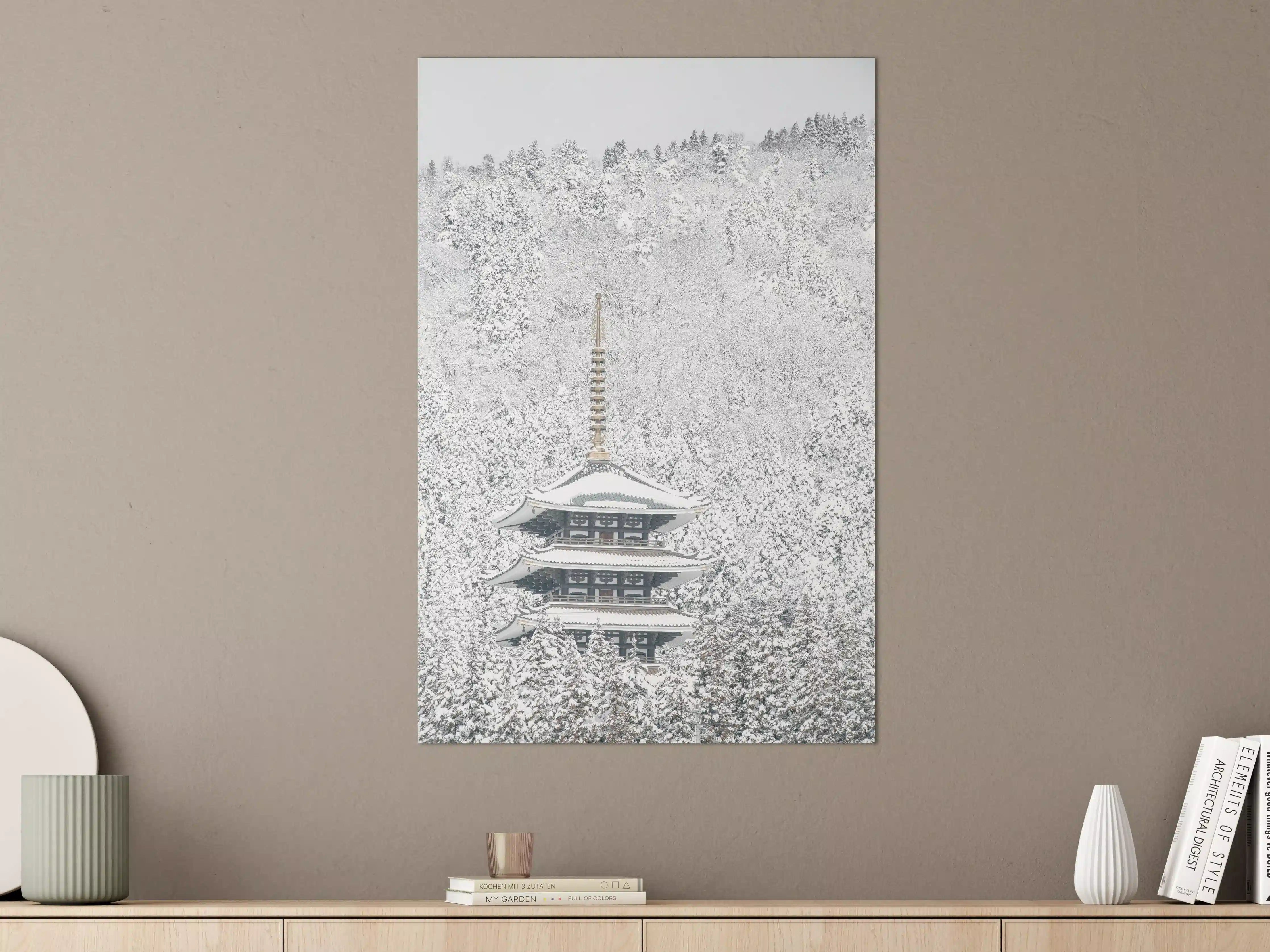Große Wandbilder - Winterlicher Turm - Buddismus