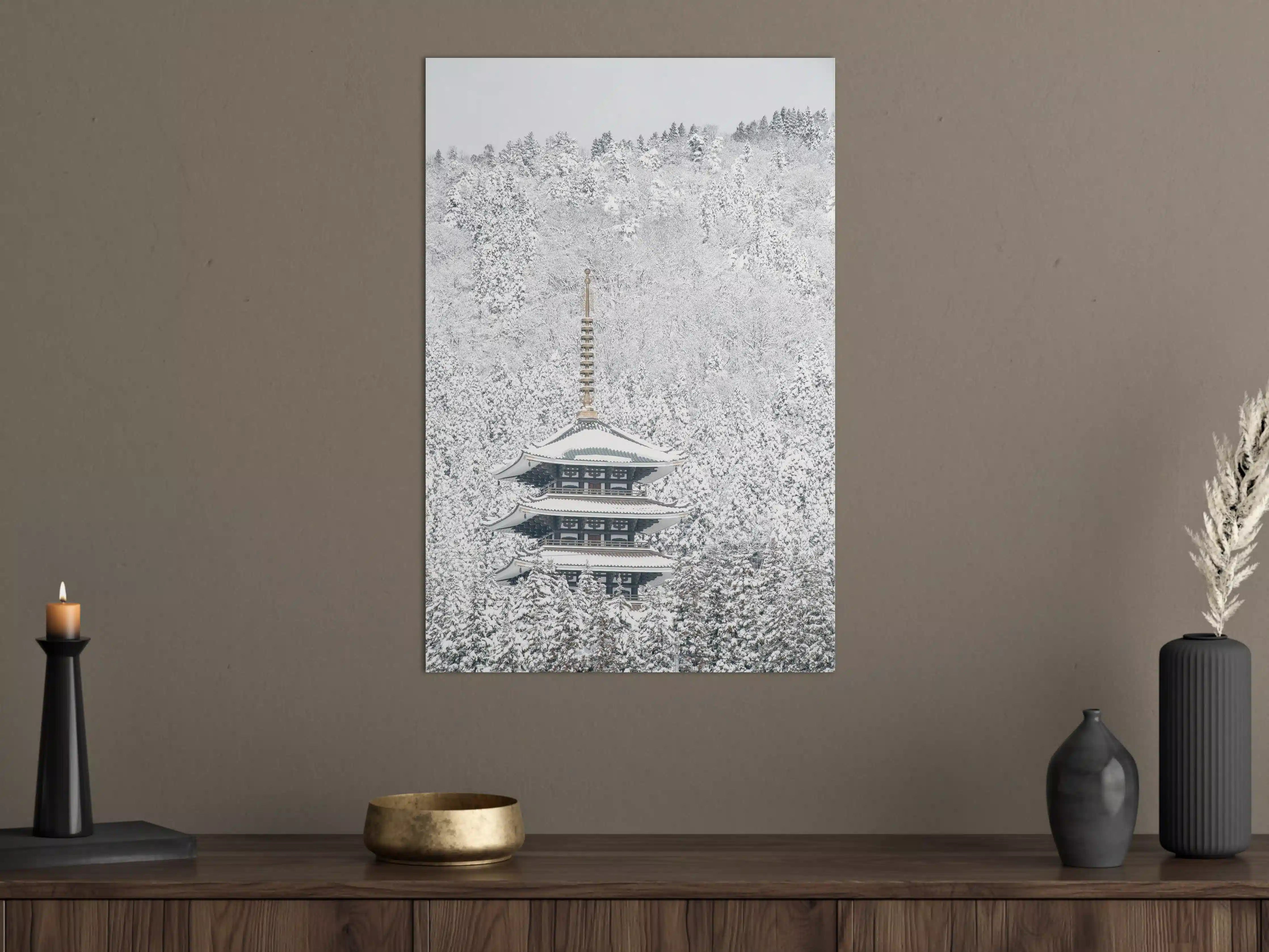 Große Wandbilder - Winterlicher Turm - Buddismus