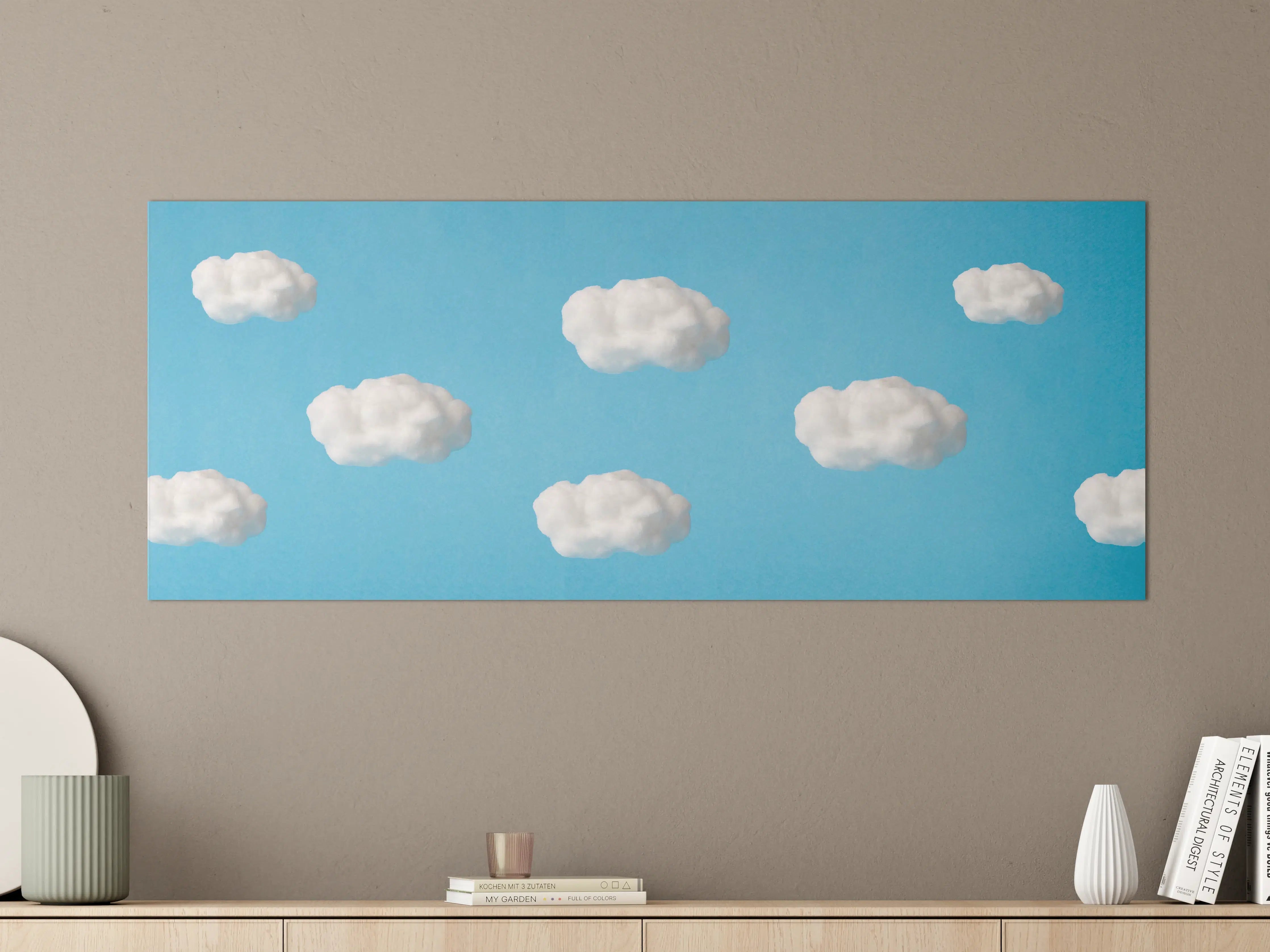Große Wandbilder - Wolke aus Watte auf himmelblauem Hintergrund
