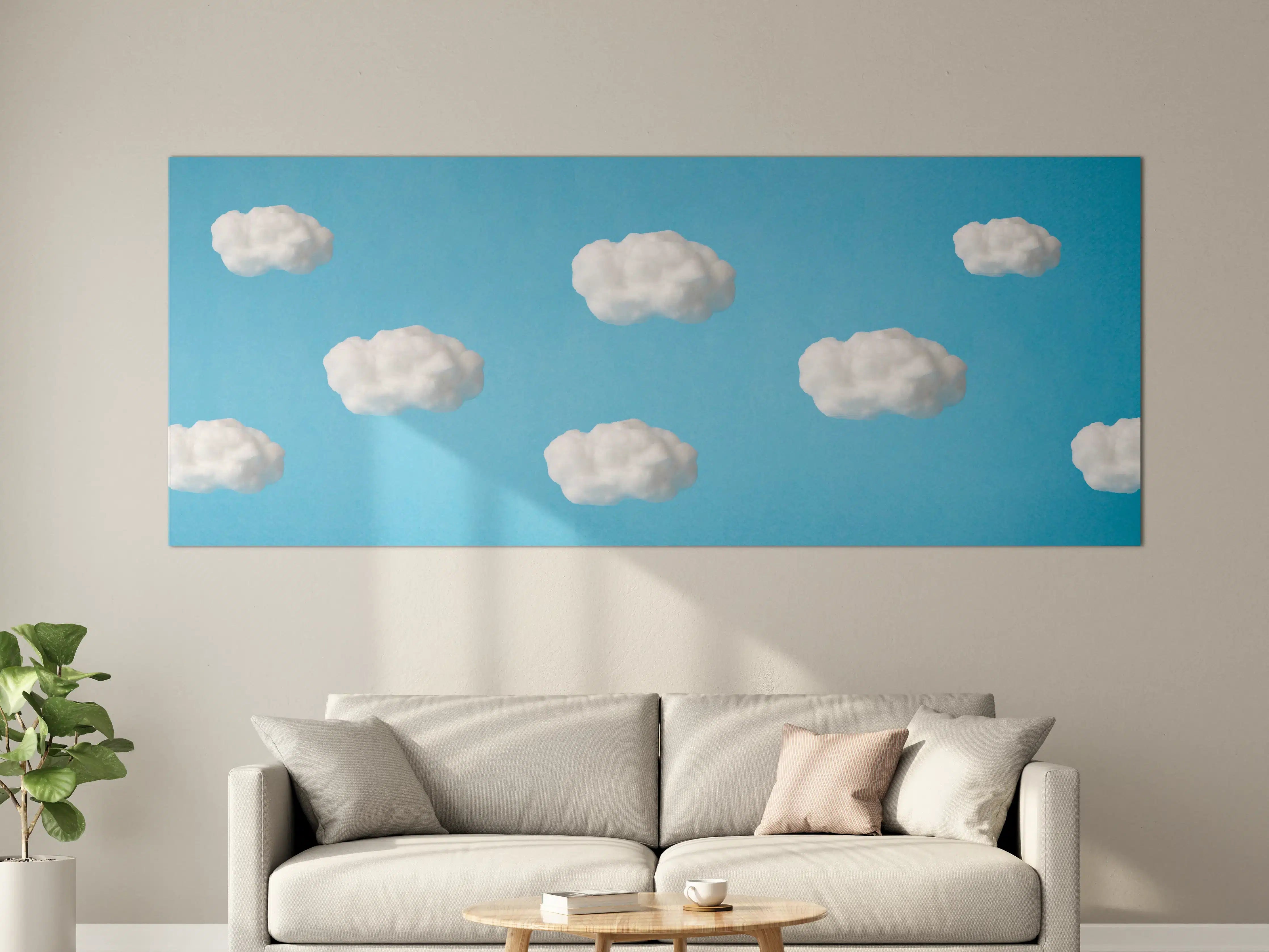 Große Wandbilder - Wolke aus Watte auf himmelblauem Hintergrund