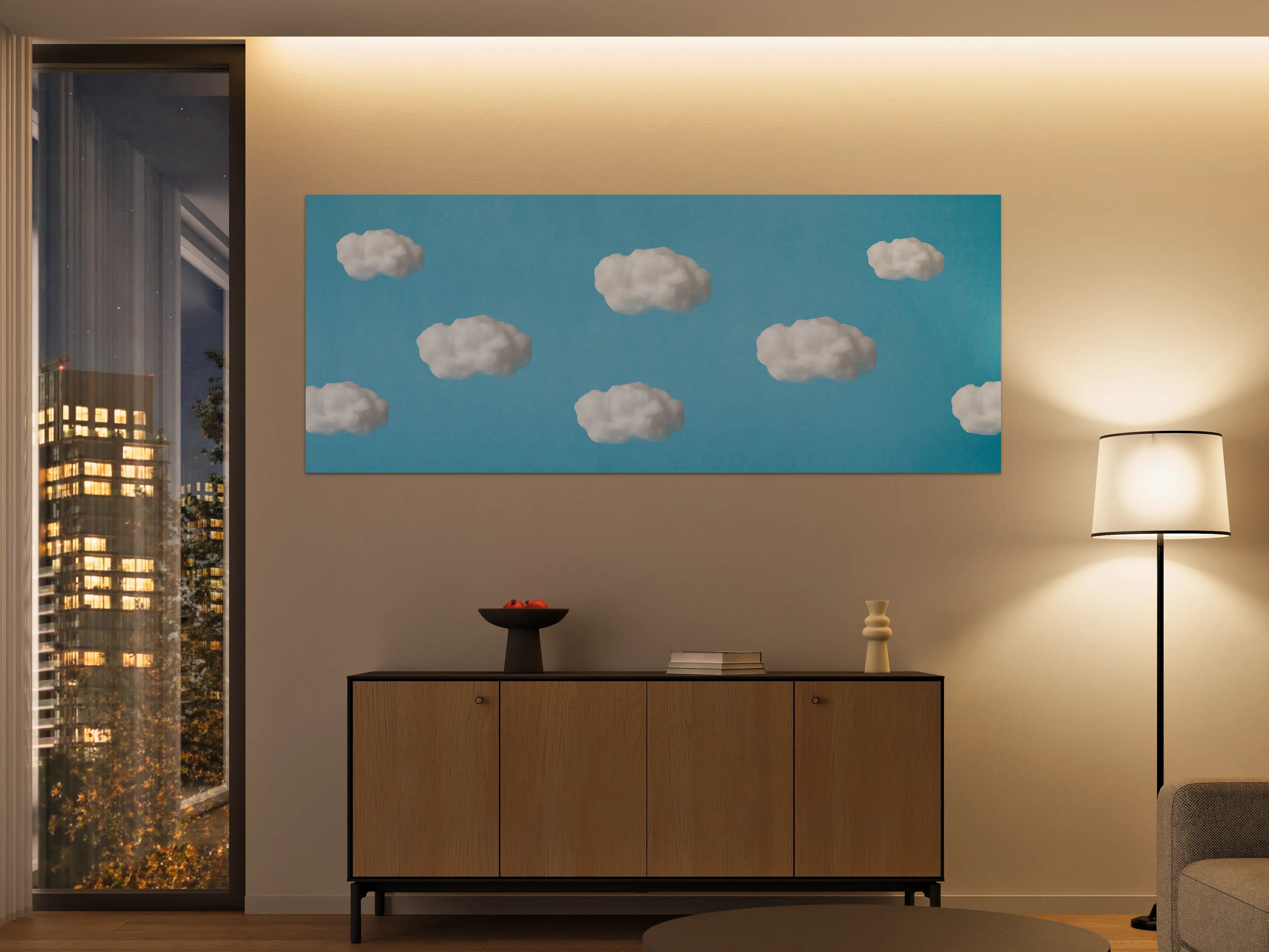 Große Wandbilder - Wolke aus Watte auf himmelblauem Hintergrund