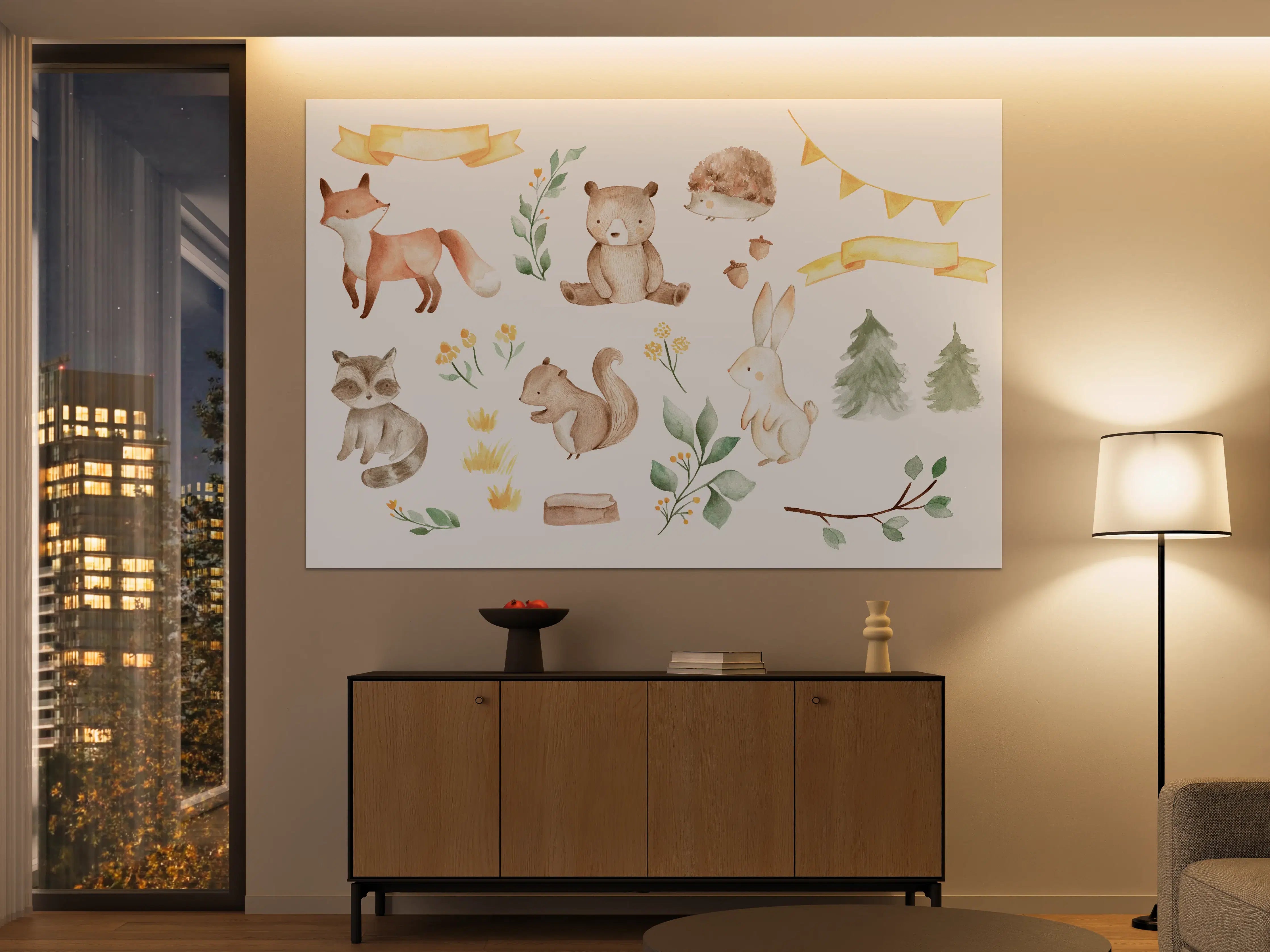 Große Wandbilder - Woodland Tiere - Aquarell