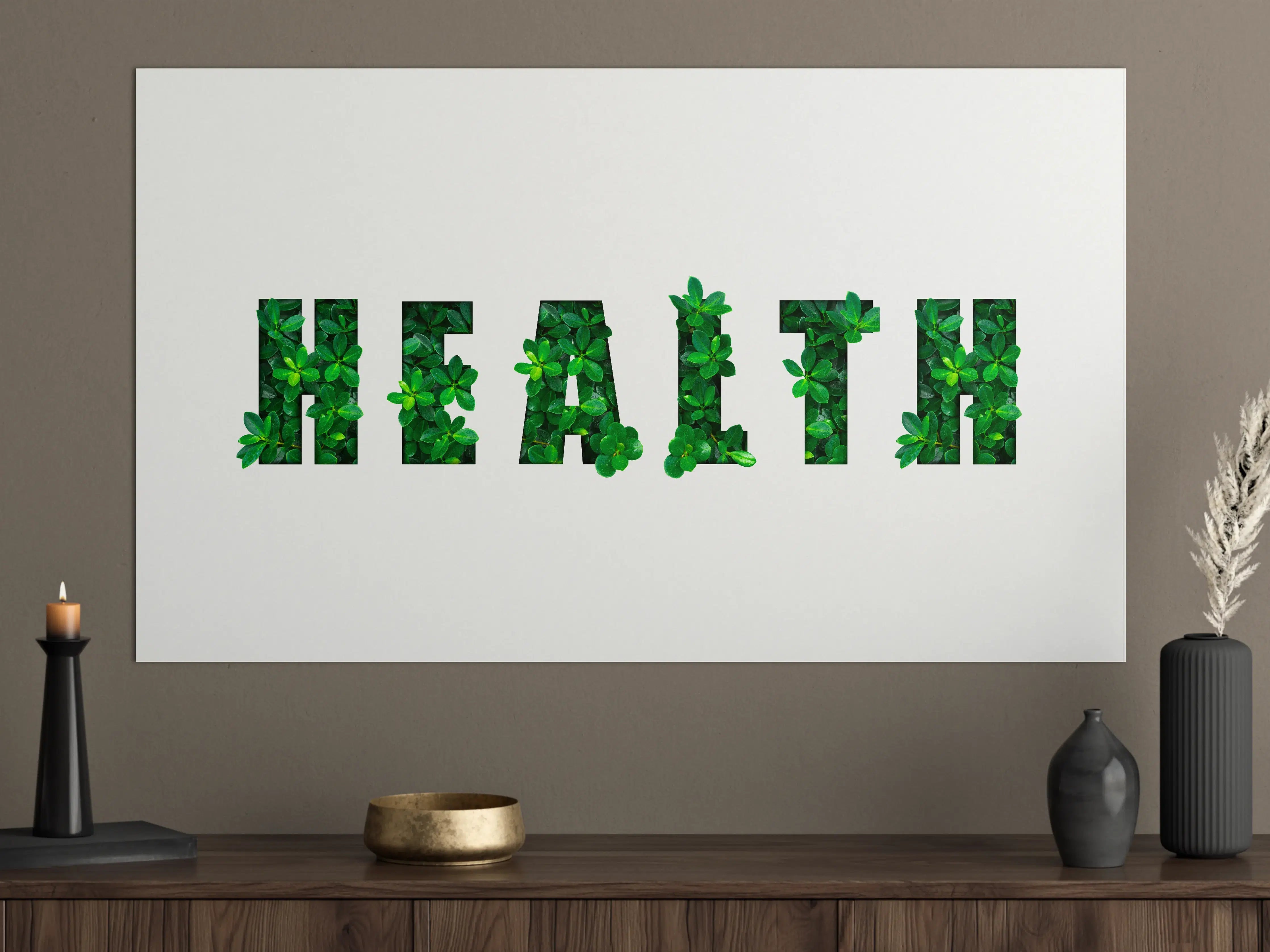 Große Wandbilder - Wort HEALTH aus grünen Blättern