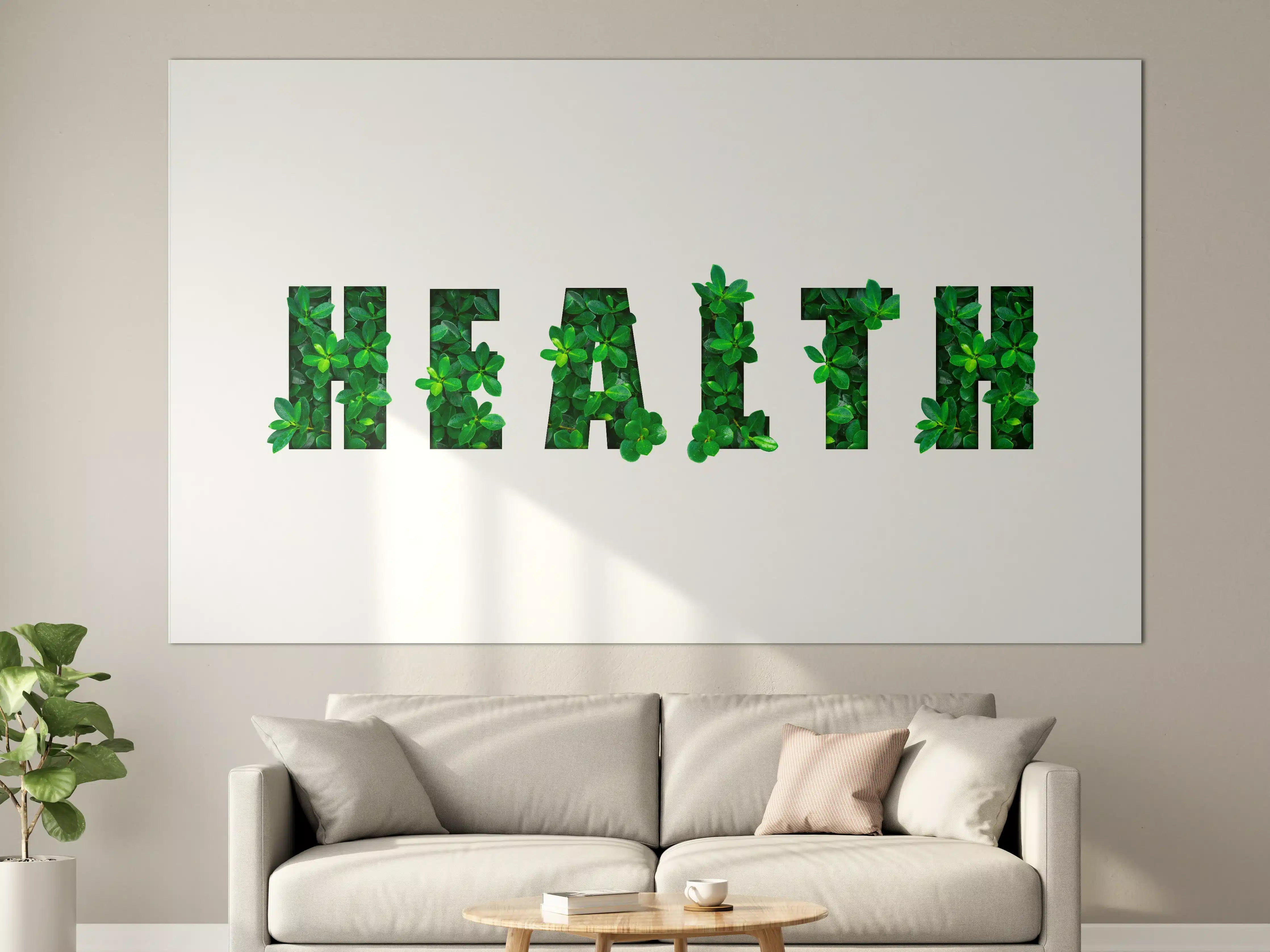 Große Wandbilder - Wort HEALTH aus grünen Blättern