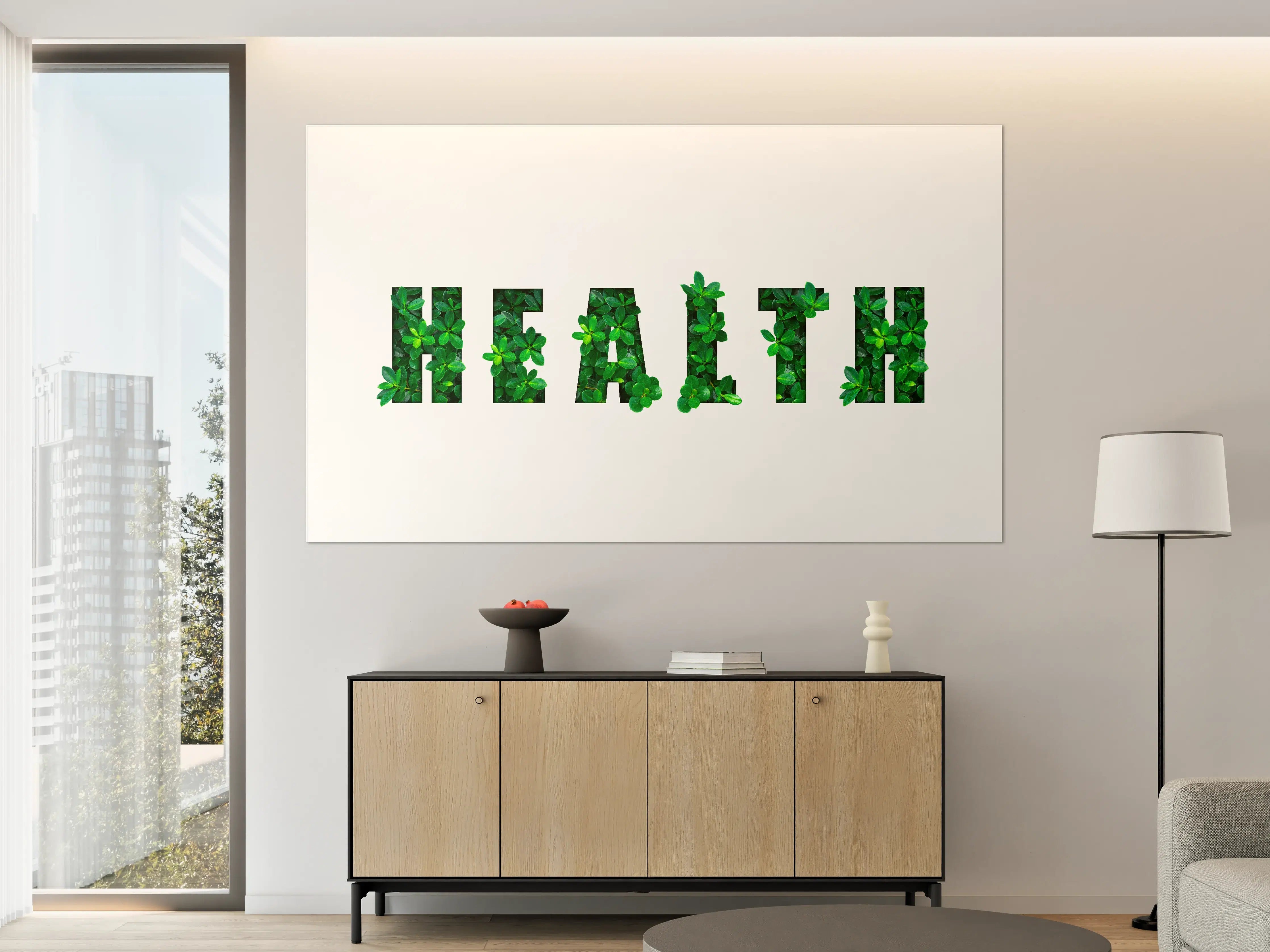 Große Wandbilder - Wort HEALTH aus grünen Blättern