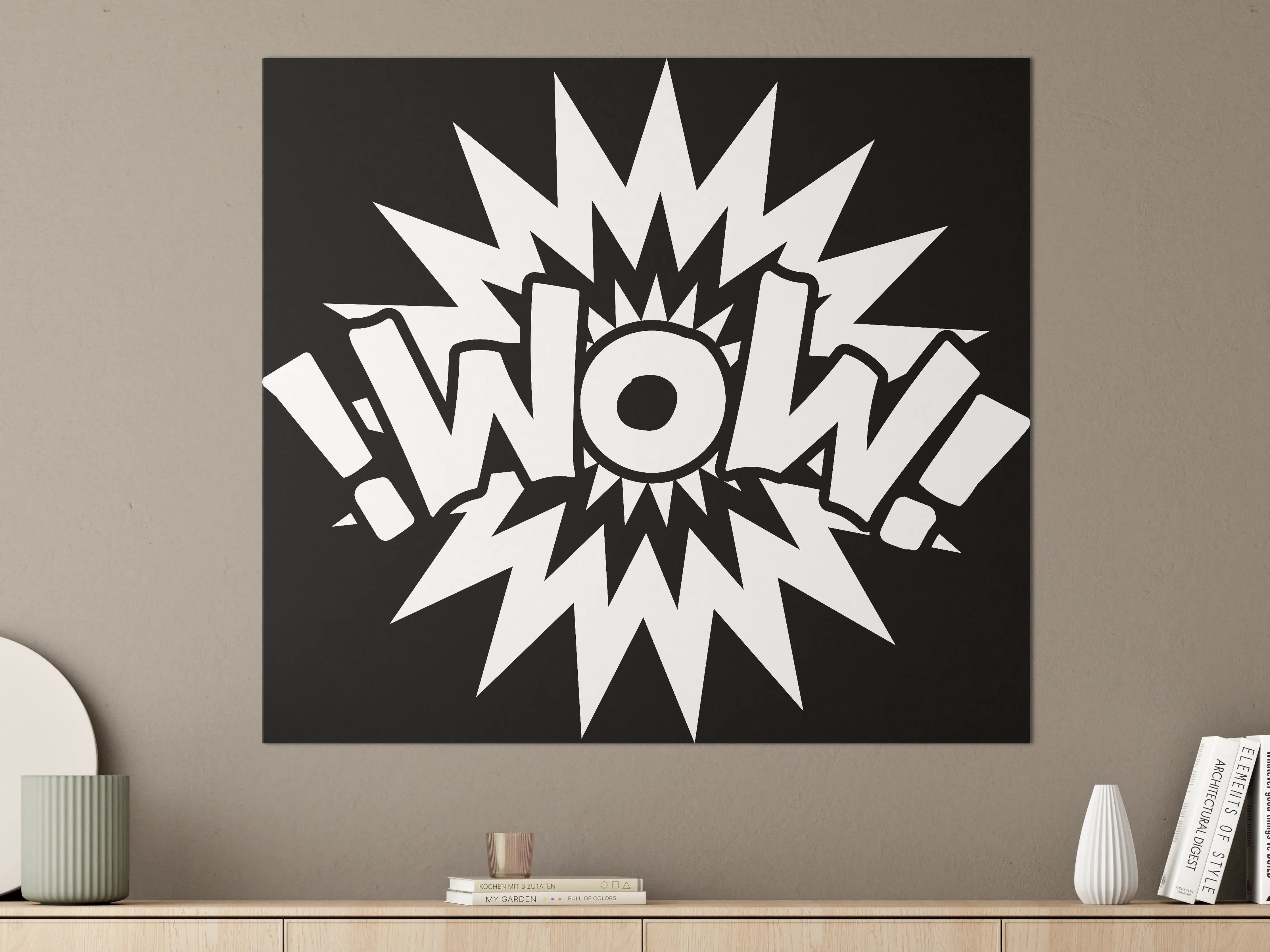 Große Wandbilder - Wow-Comic-Design in Schwarz-Weiß