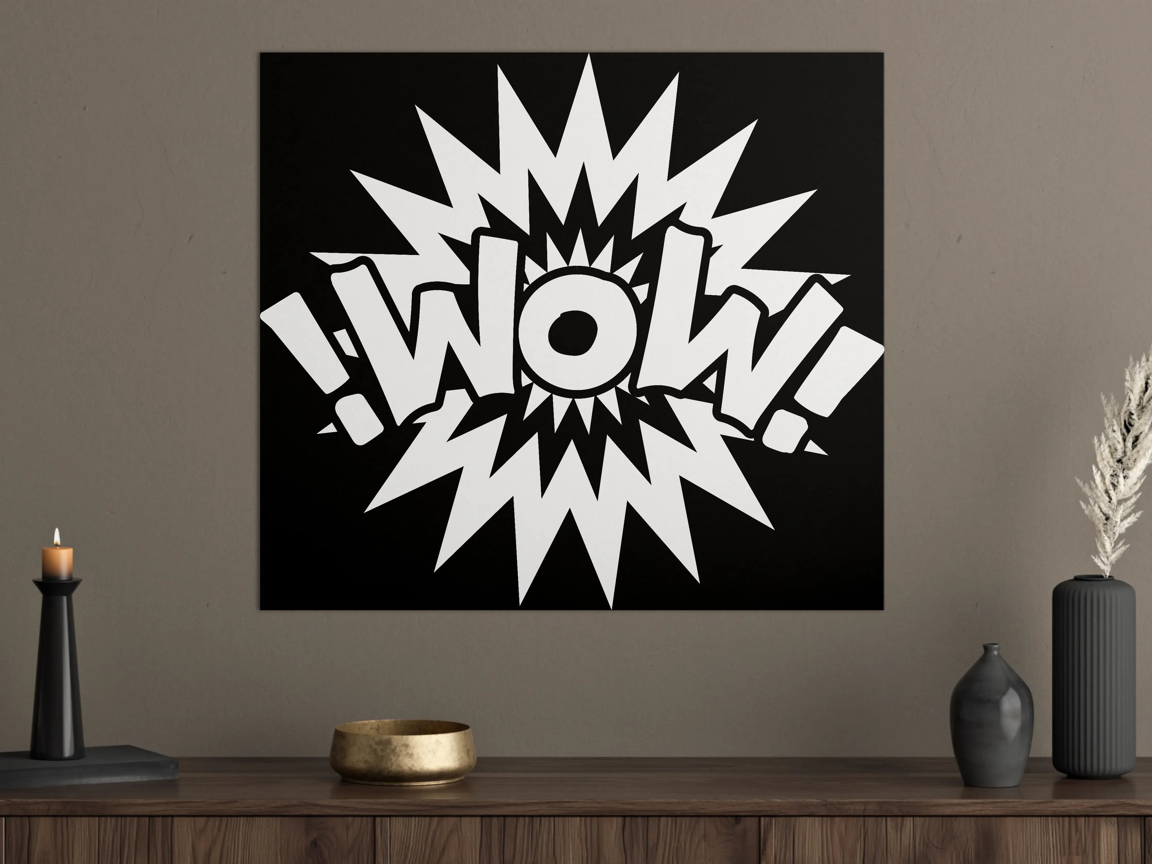Große Wandbilder - Wow-Comic-Design in Schwarz-Weiß