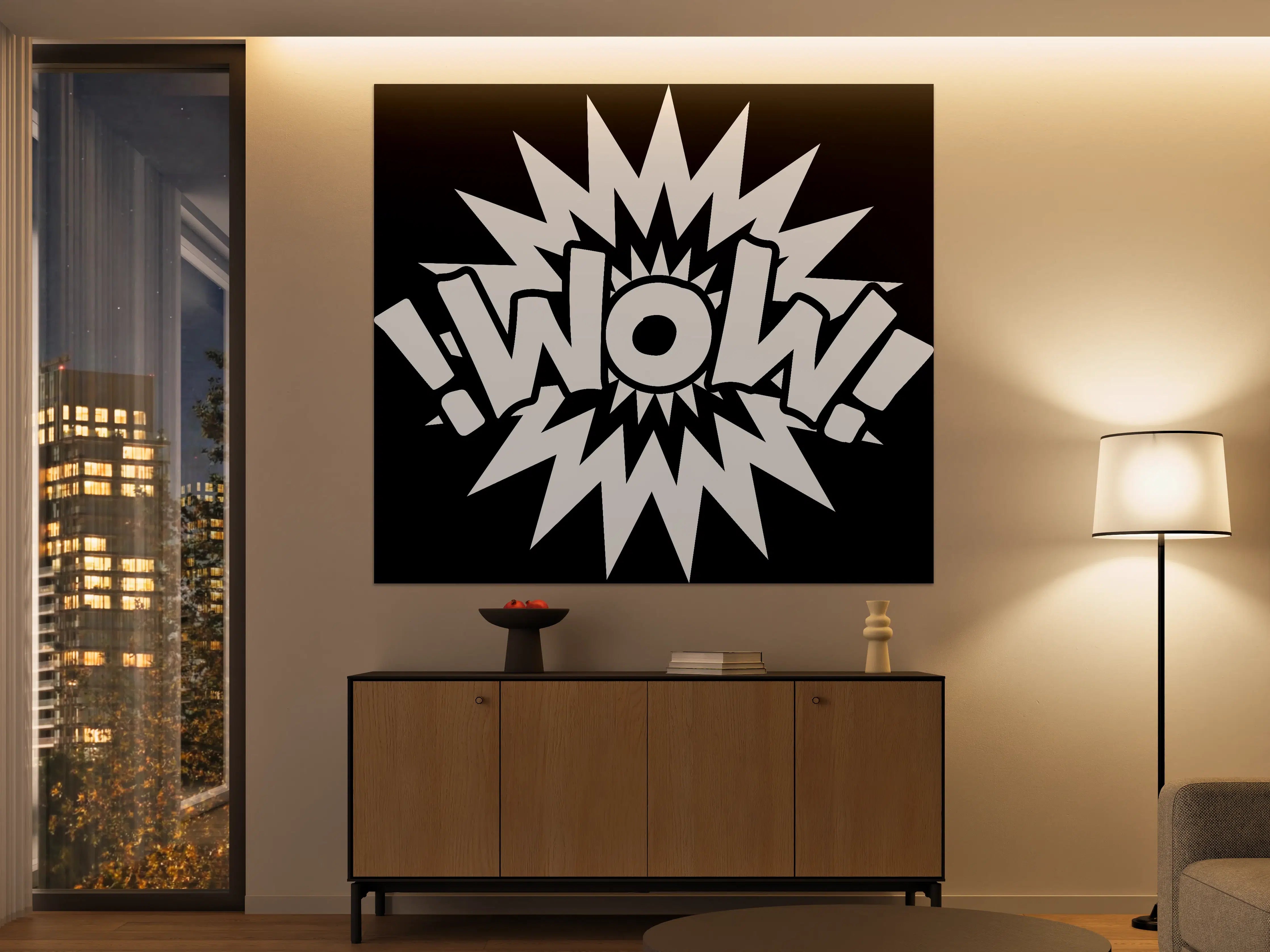 Große Wandbilder - Wow-Comic-Design in Schwarz-Weiß