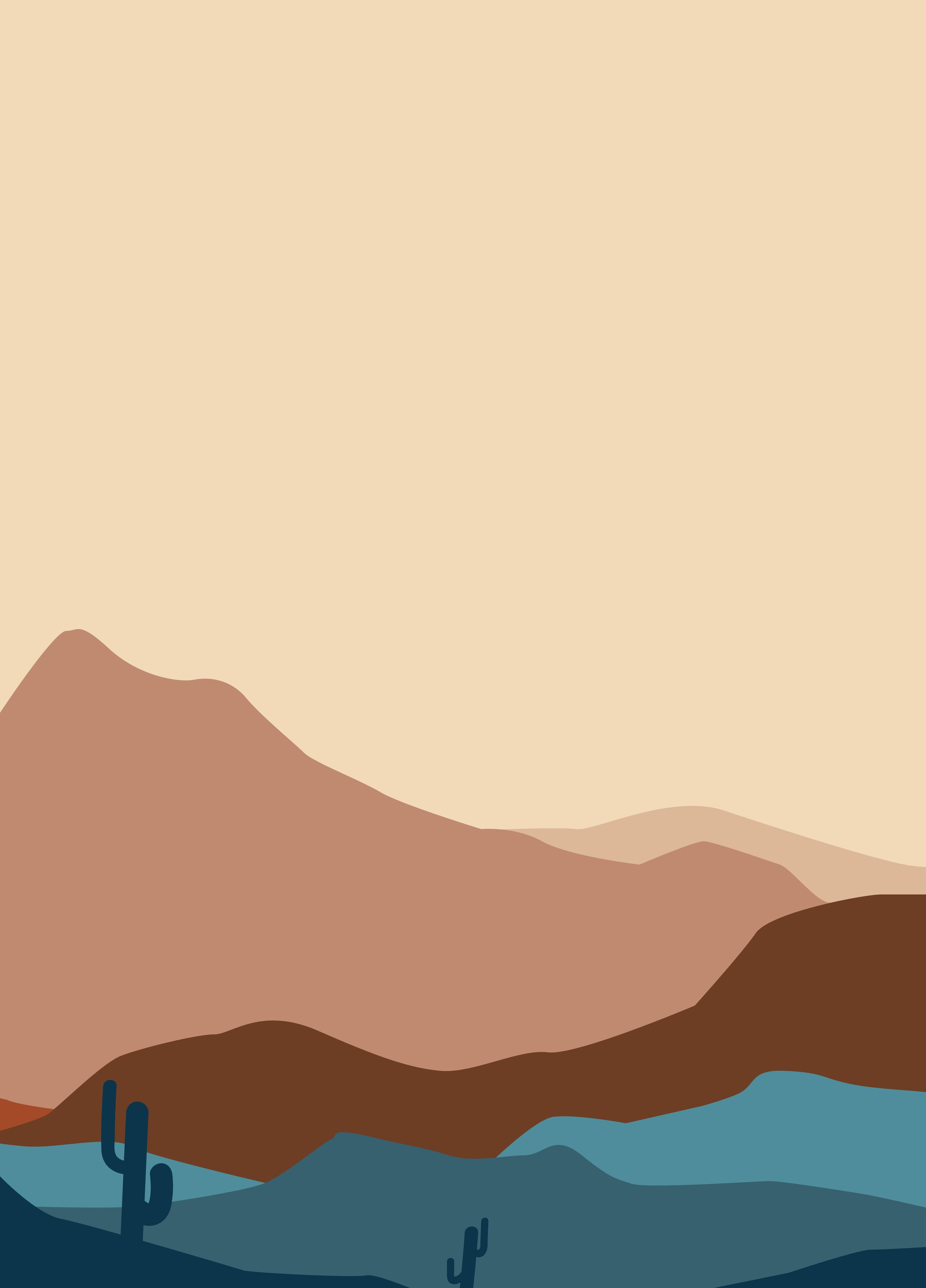 Große Wandbilder-Wüstenlandschaft mit Kakteen bei Sonnenuntergang