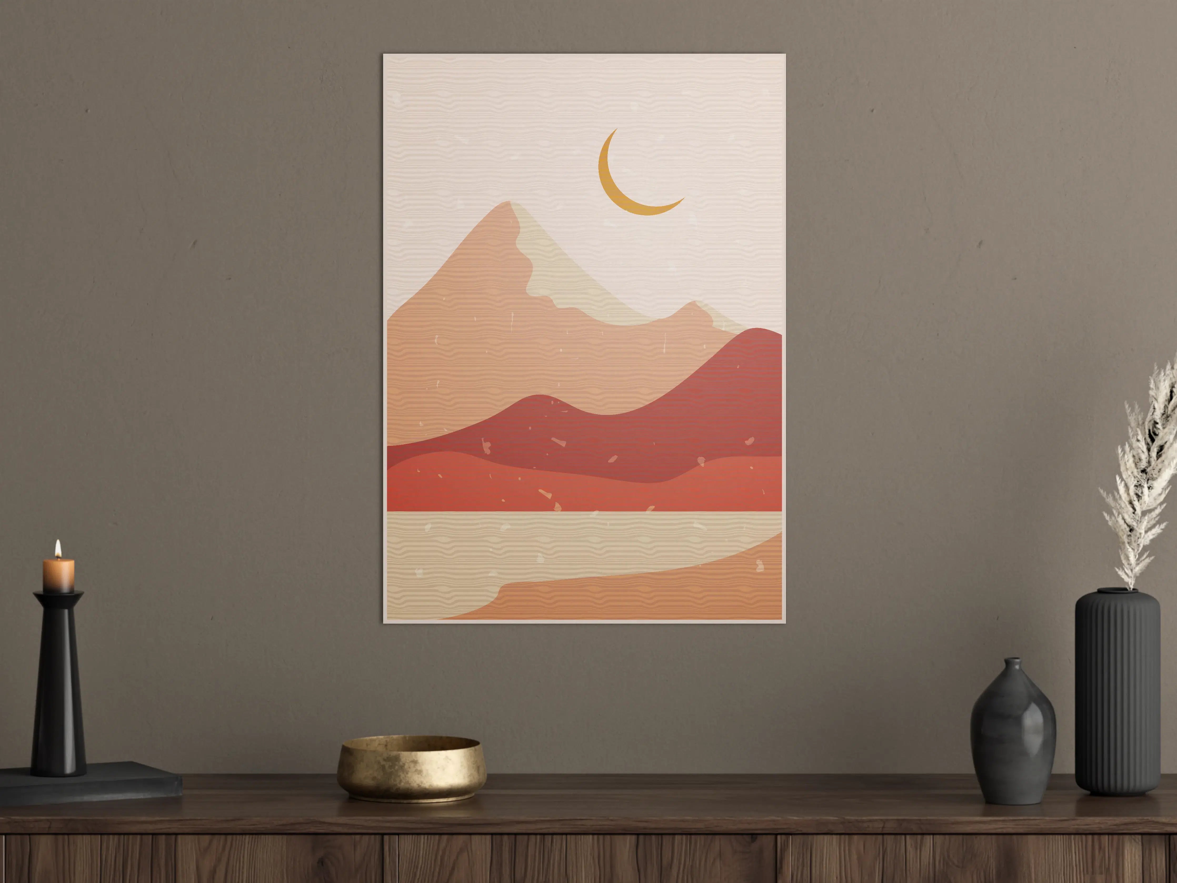 Große Wandbilder - Wüstenlandschaft mit Mond und Bergen