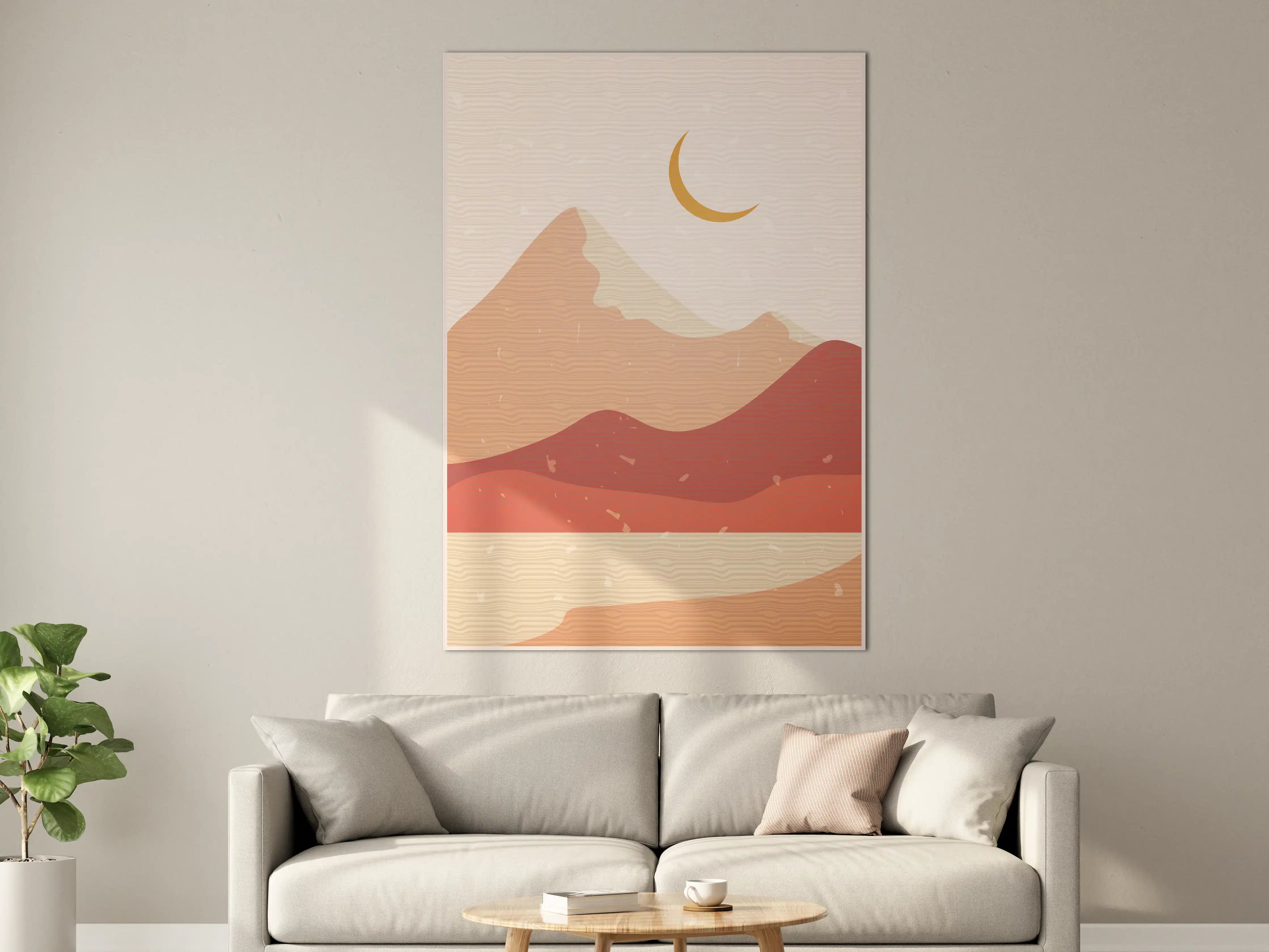 Große Wandbilder - Wüstenlandschaft mit Mond und Bergen