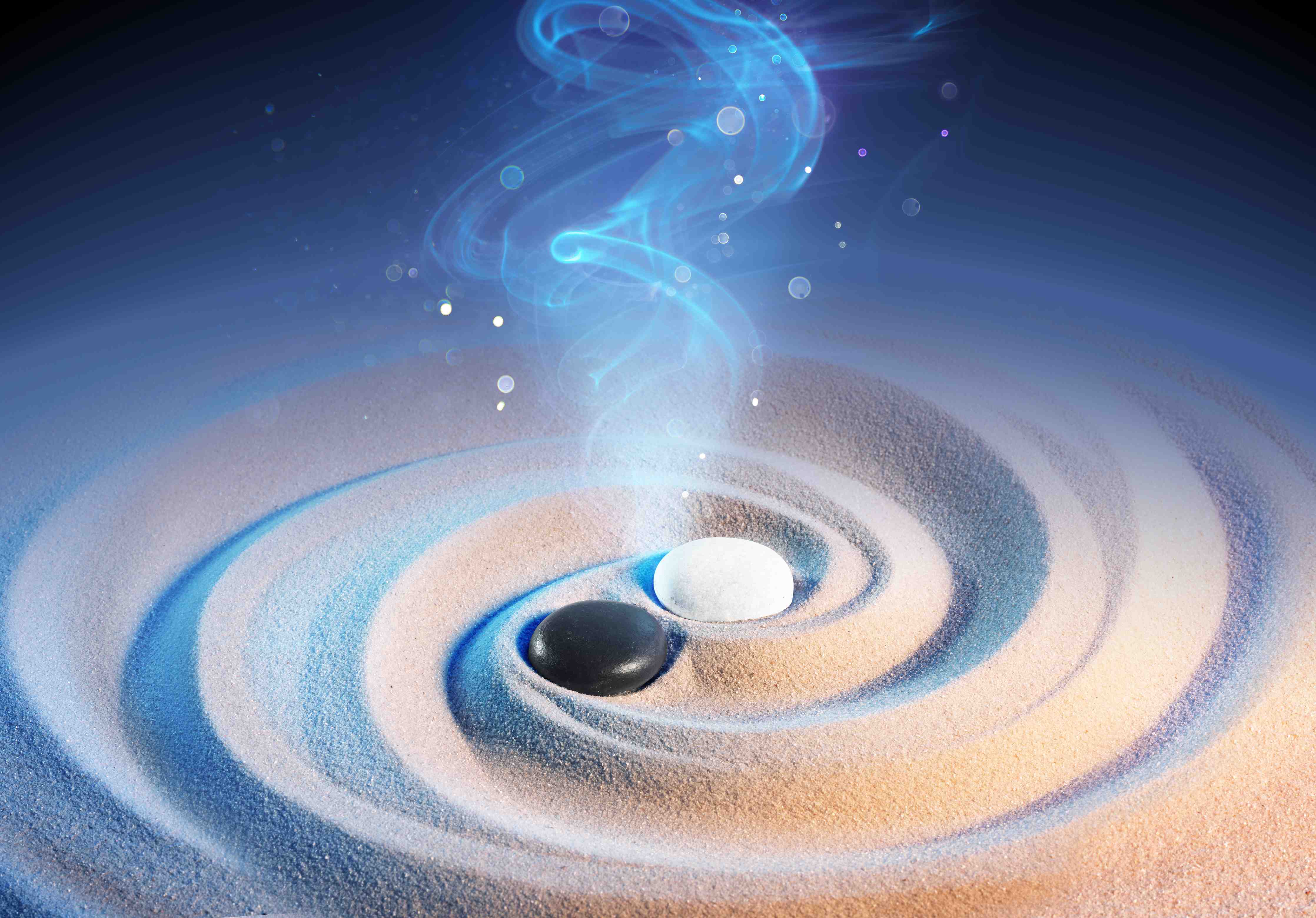 Große Wandbilder-Yin und Yang Steine im Sand