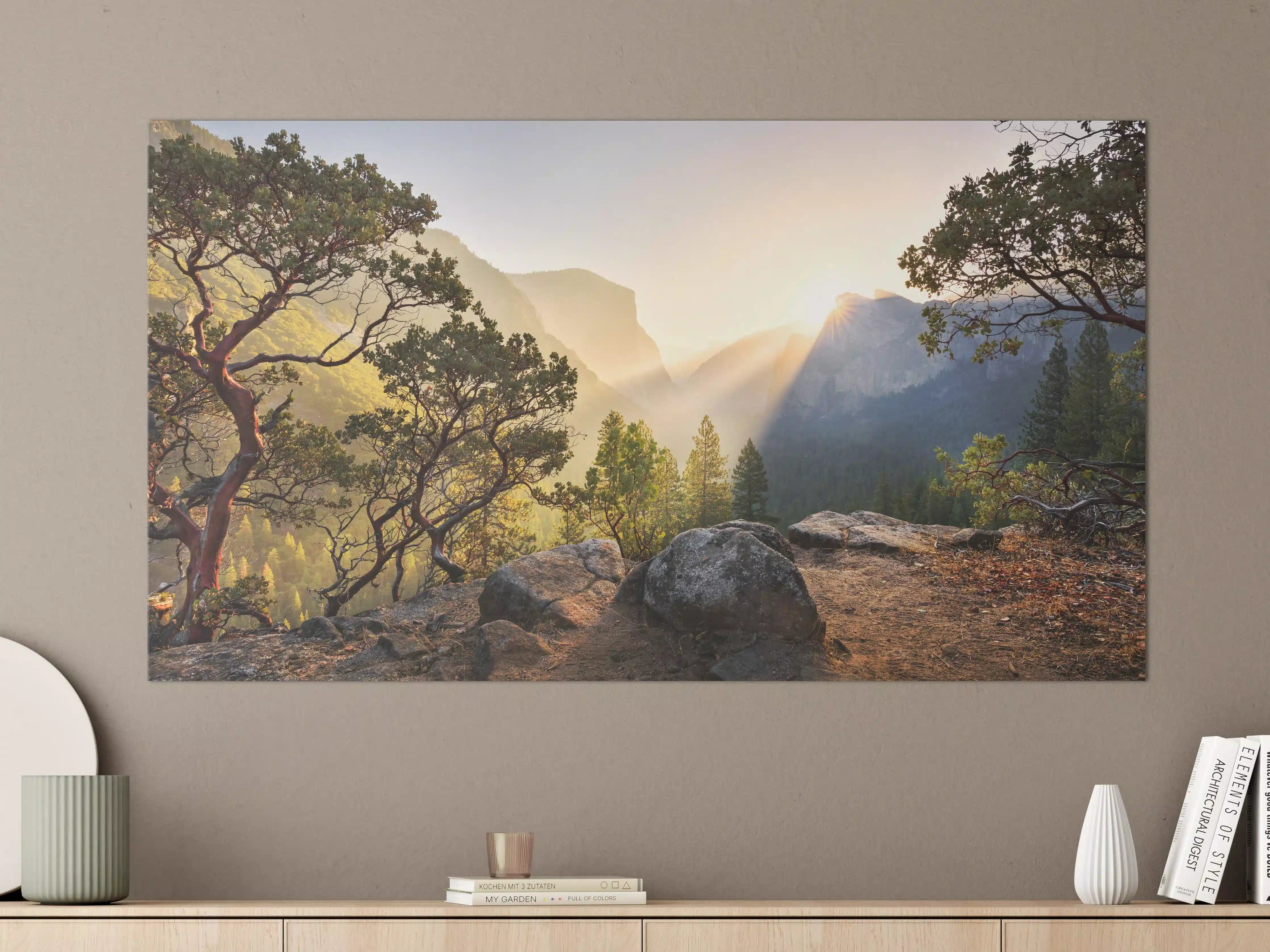Große Wandbilder - Yosemite Sonnenstrahlen Panorama