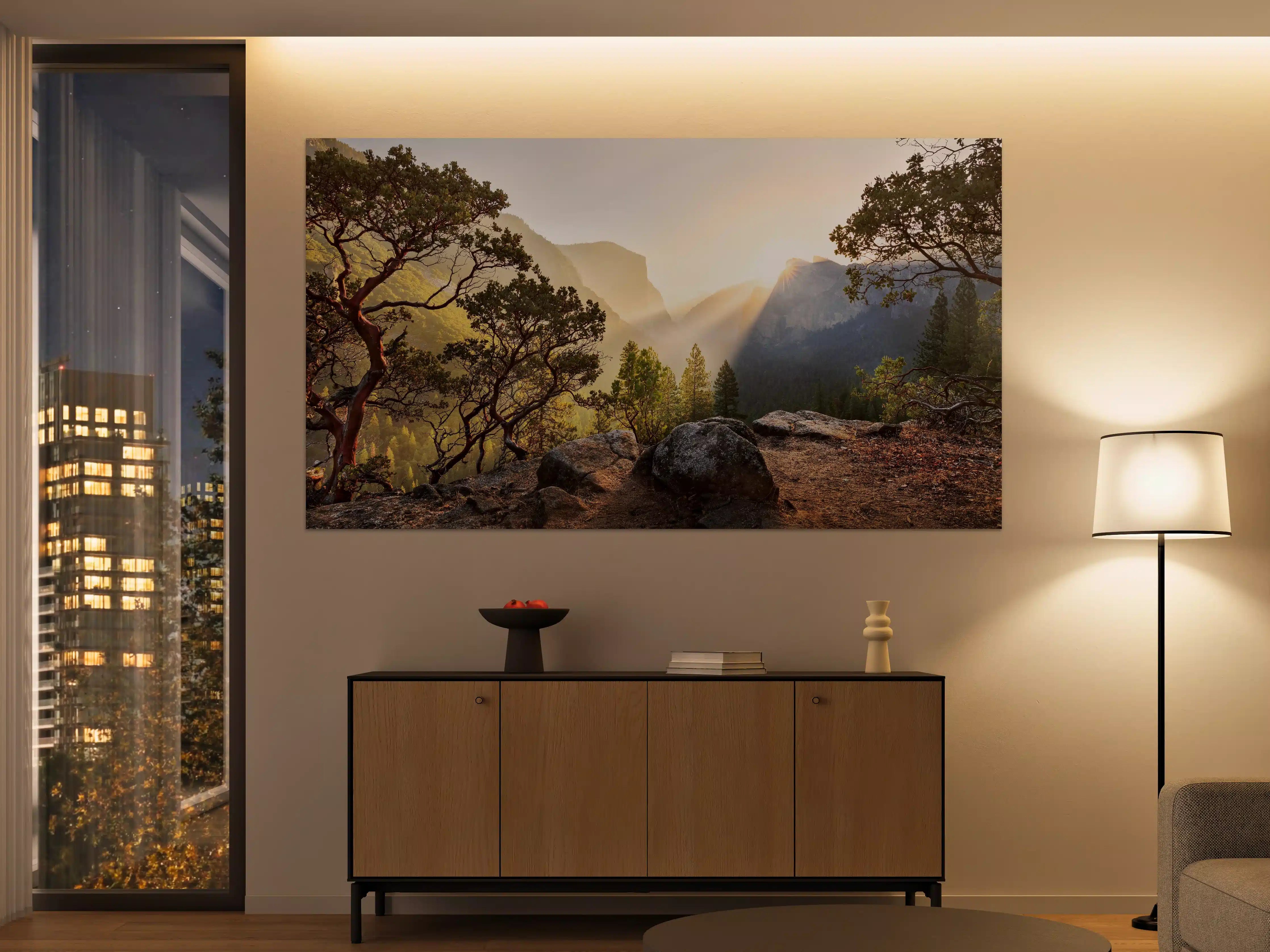 Große Wandbilder - Yosemite Sonnenstrahlen Panorama