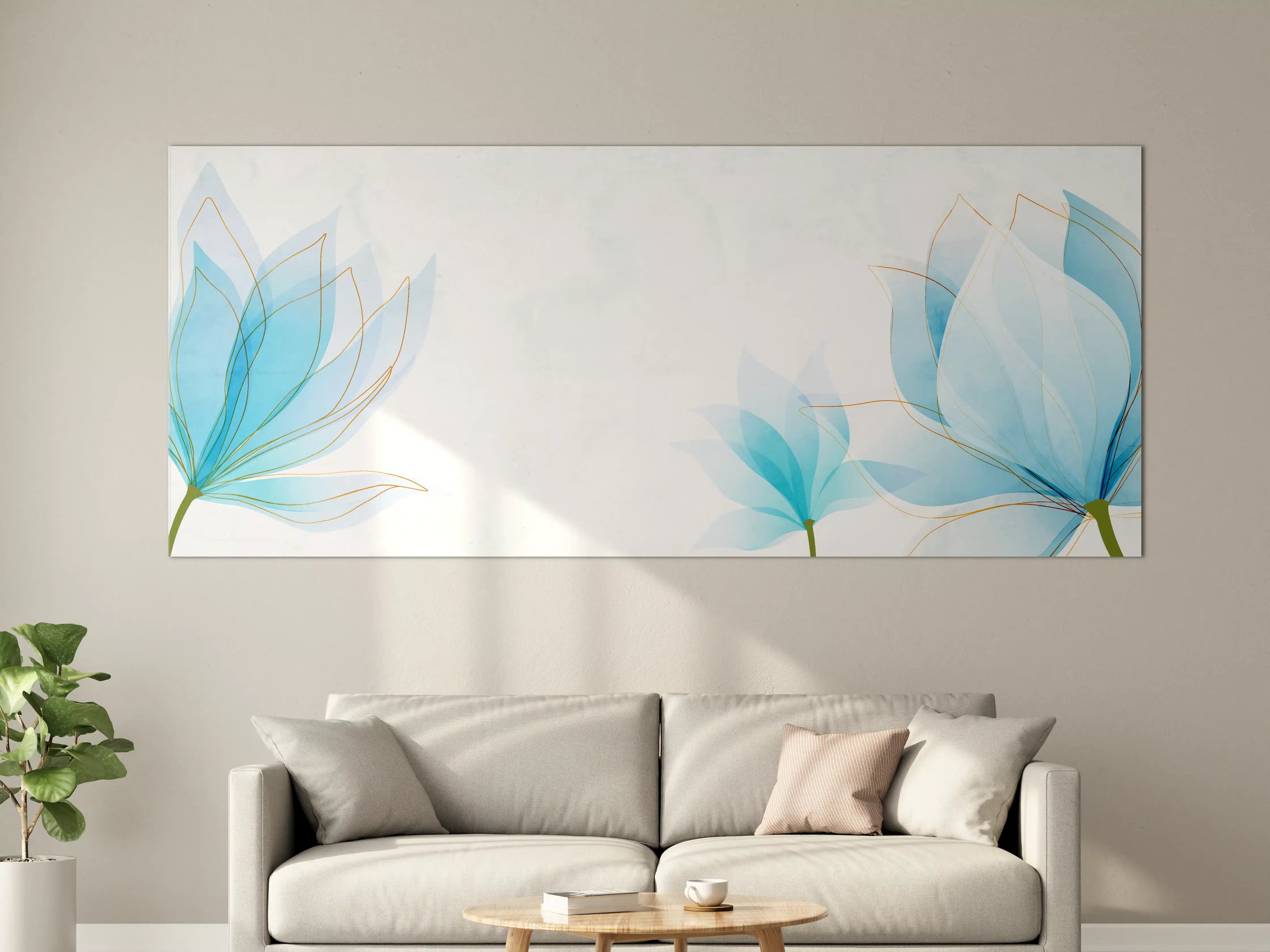 Große Wandbilder - Zarte Blaue Blumen Illustration