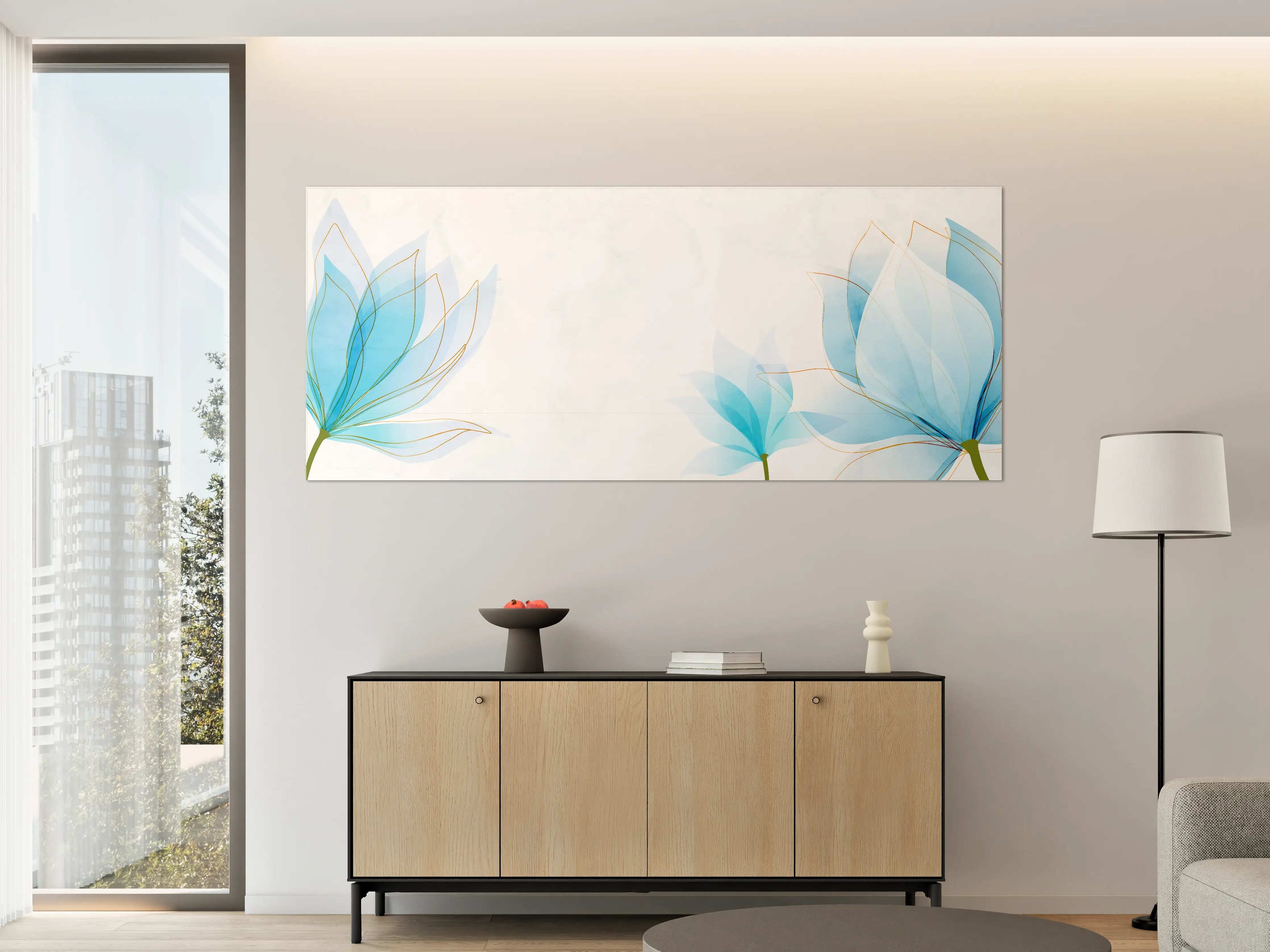Große Wandbilder - Zarte Blaue Blumen Illustration