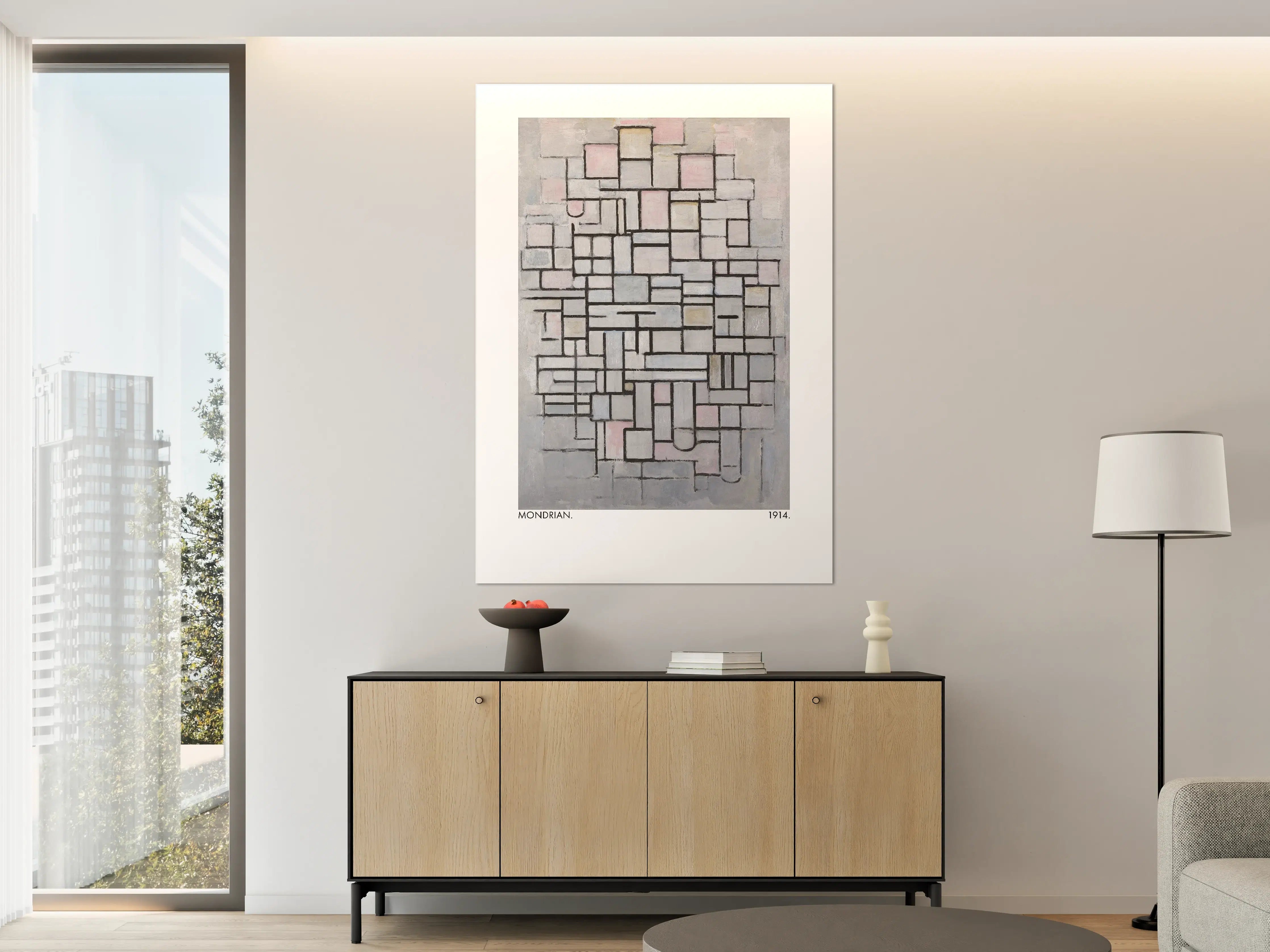 Große Wandbilder - Zarte Grautöne: Geometrisches Wandbild