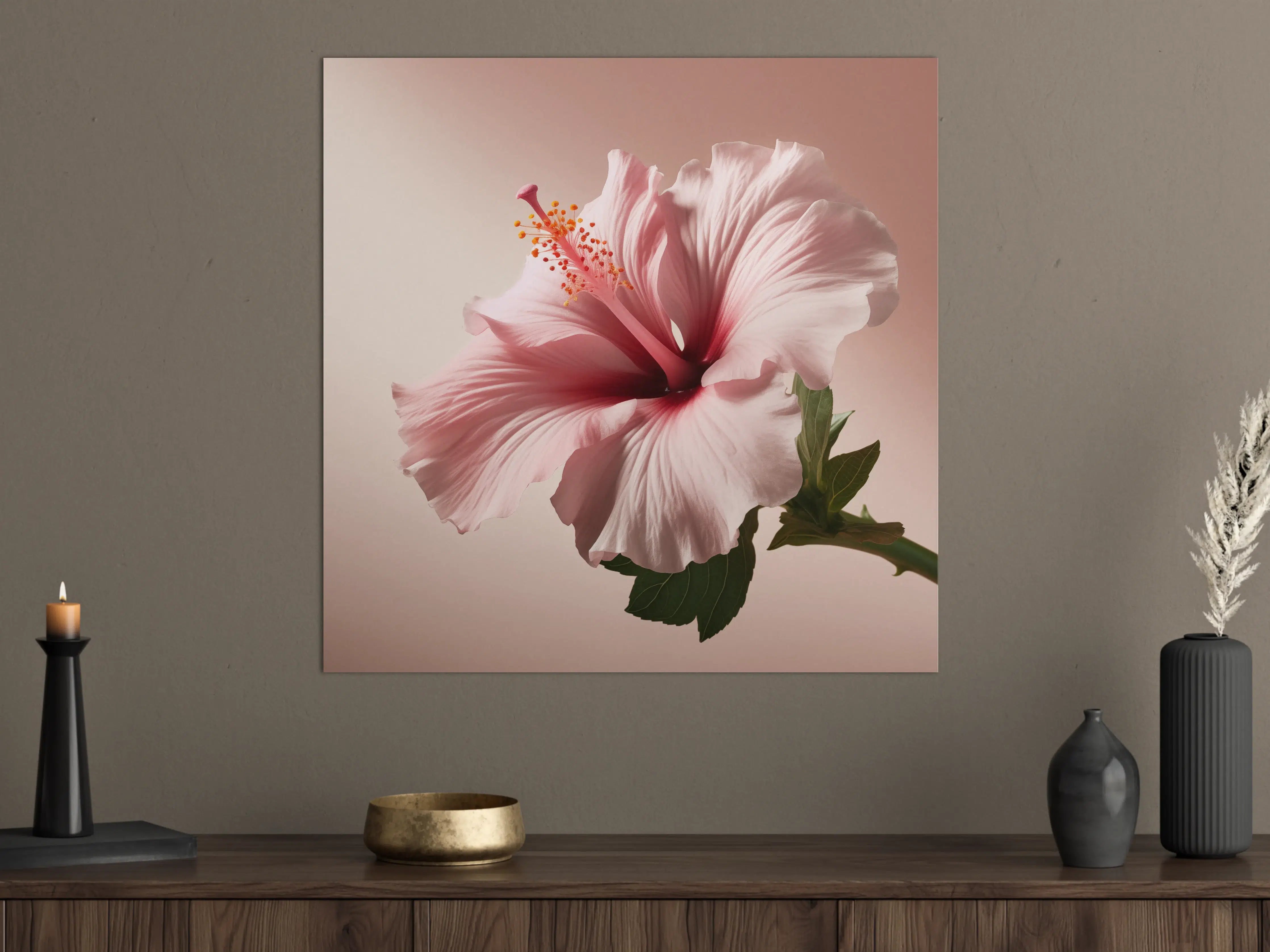 Große Wandbilder - Zarte Hibiskusblüte in Pastellfarben