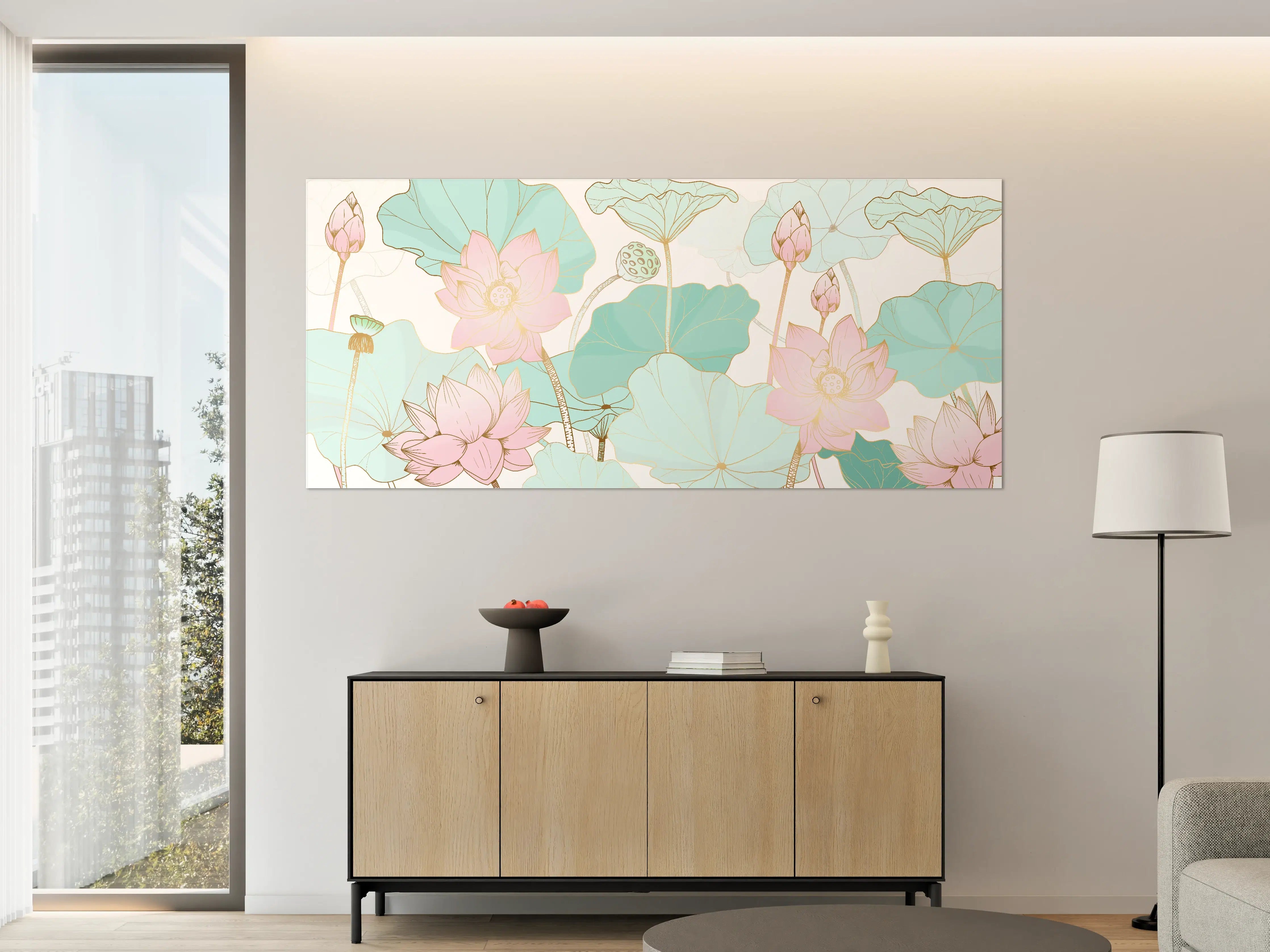 Große Wandbilder - Zarte Lotusblüten Pastellfarben